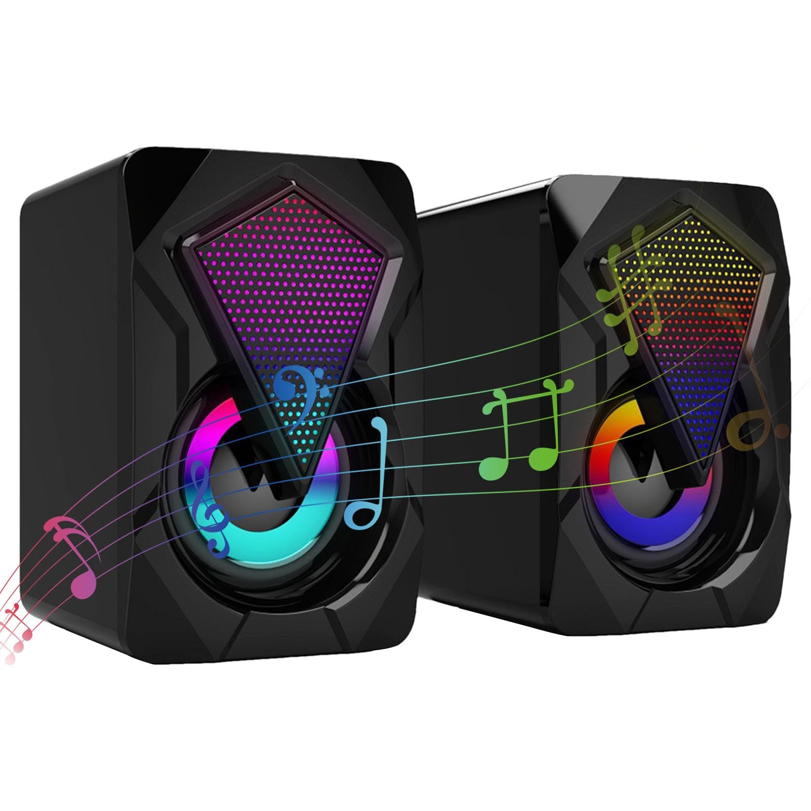 Zqkimzi Plug & Play Computer Speakers with Subwoofer, Clear Sound for PC, Laptop, Monitor - Perfect for Gaming, Music, and Home Office Setup