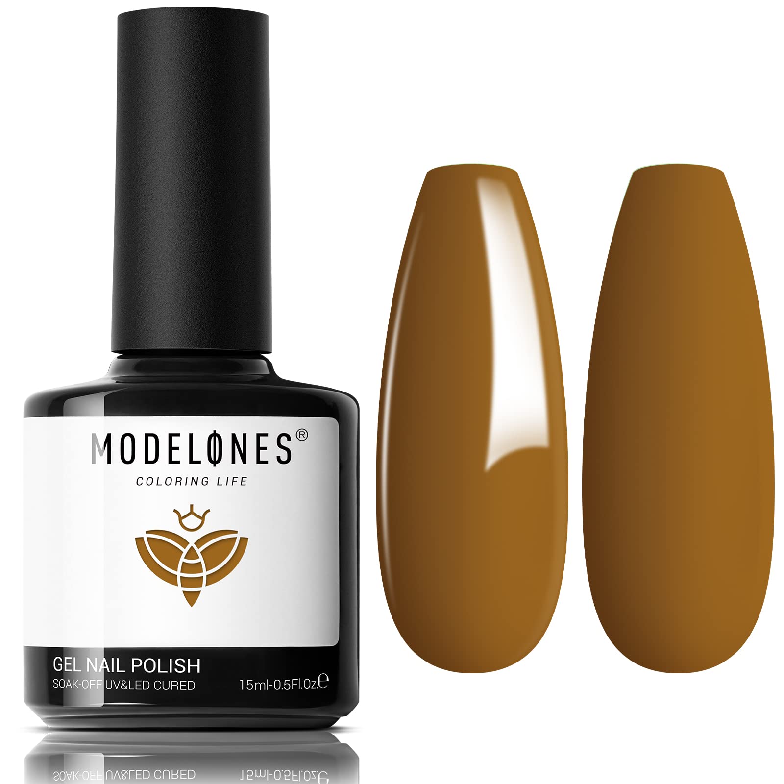 Modelones Gel Nail Polish - 15ML Caramel Neutral Brown Soak Off LED Nail Polish, Long Lasting High-Pigmented Shine for Salon & DIY Home Manicure | Perfect for Fall Nails, Bridal Party, Professional Nail Art & Everyday Wear (0.5 Fl Oz)