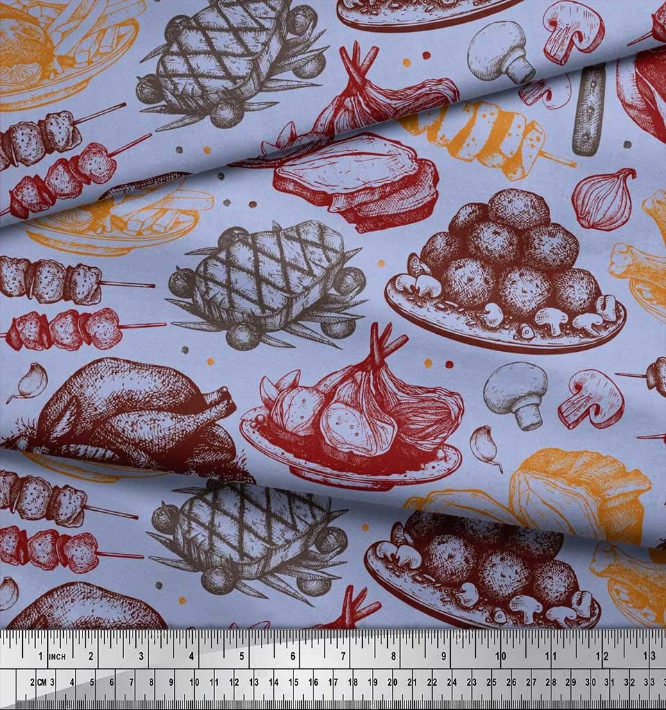 Soimoi Blue Cotton Voile Fabric - 56