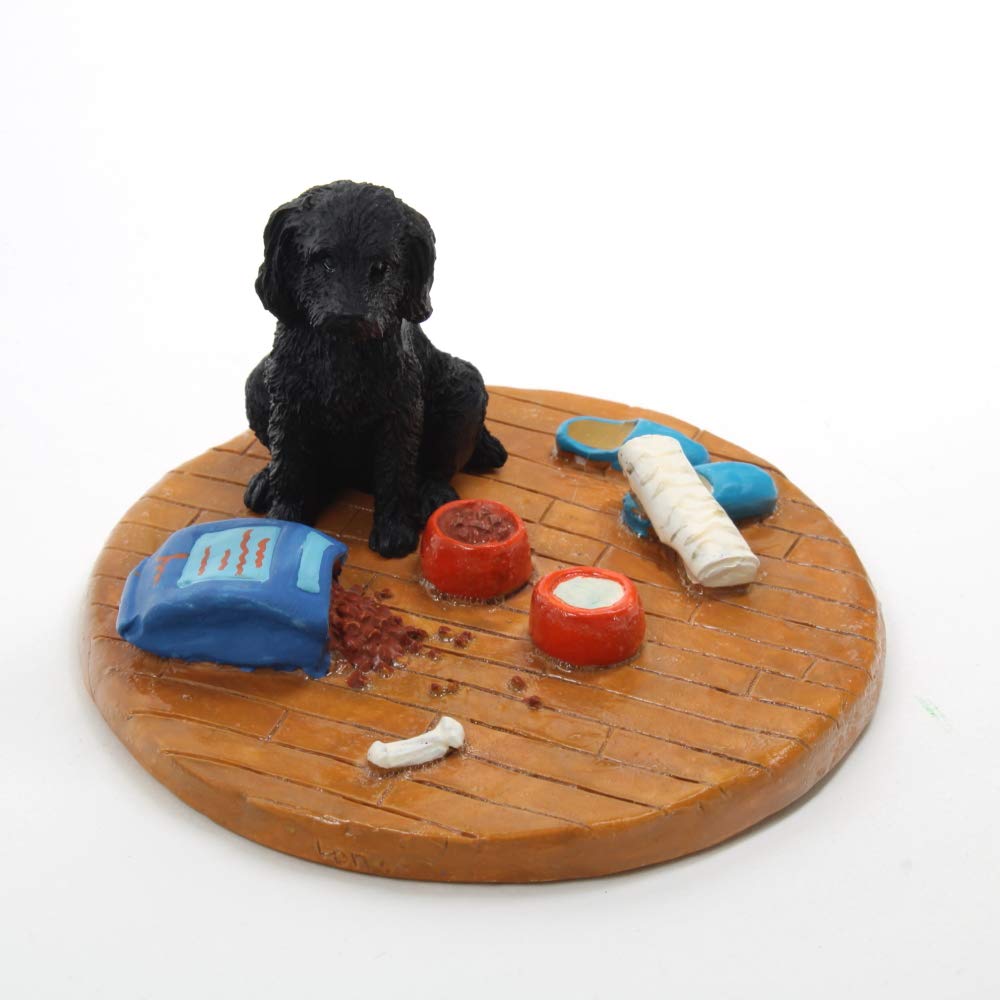 Collectible Labradoodle Black Figurine - Adorable Lifelike Dog Statue for Home Desk & Nursery Decor - Perfect Gift for Pet Lovers & Dog-Themed Room Decoration