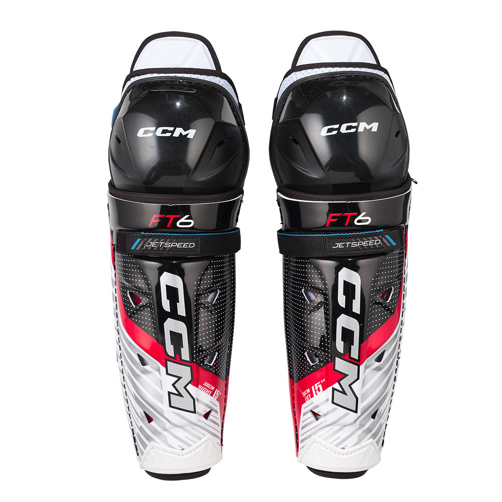 CCM Jetspeed FT6 Senior Ice Hockey Shin Guards - Protective Gear for Hockey Players - Perfect for Games, Practices & Training