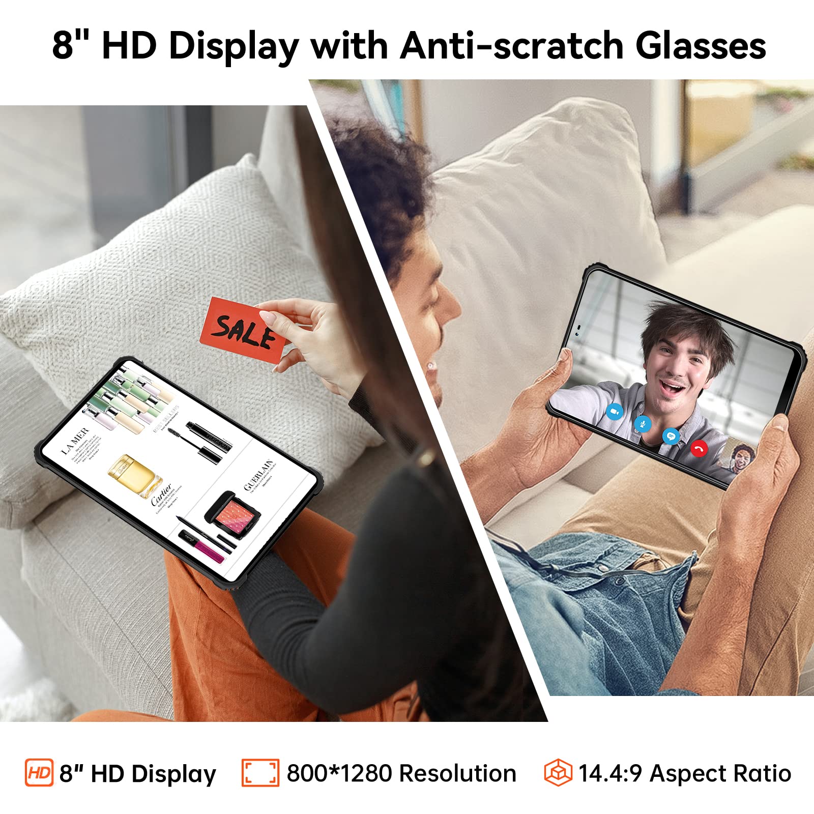 OUKITEL RT3 Rugged Android 12 Tablet - 8 Inch Waterproof Industrial Tablet PC with Octa Core, 7GB RAM + 64GB ROM (1TB Expandable), 5150mAh Battery, 16MP+8MP Camera, IP68/IP69K Rating - Perfect for Construction Sites, Outdoor Adventures & Harsh Work Environments - 4G Dual SIM, 5G WiFi, BT5.3, GPS