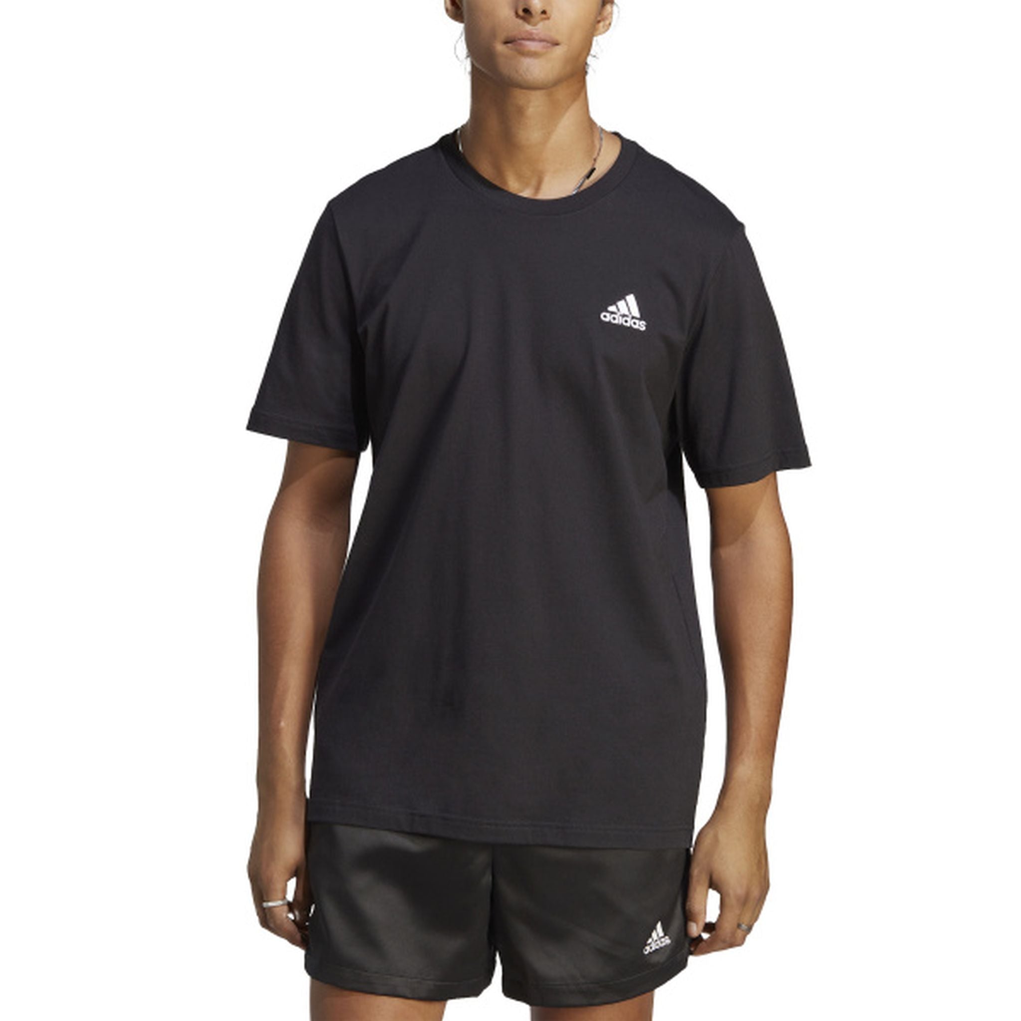 Adidas Men's Essentials Small Logo T-Shirt - Comfortable Casual Cotton Tee for Everyday Wear, Gym & Street Style