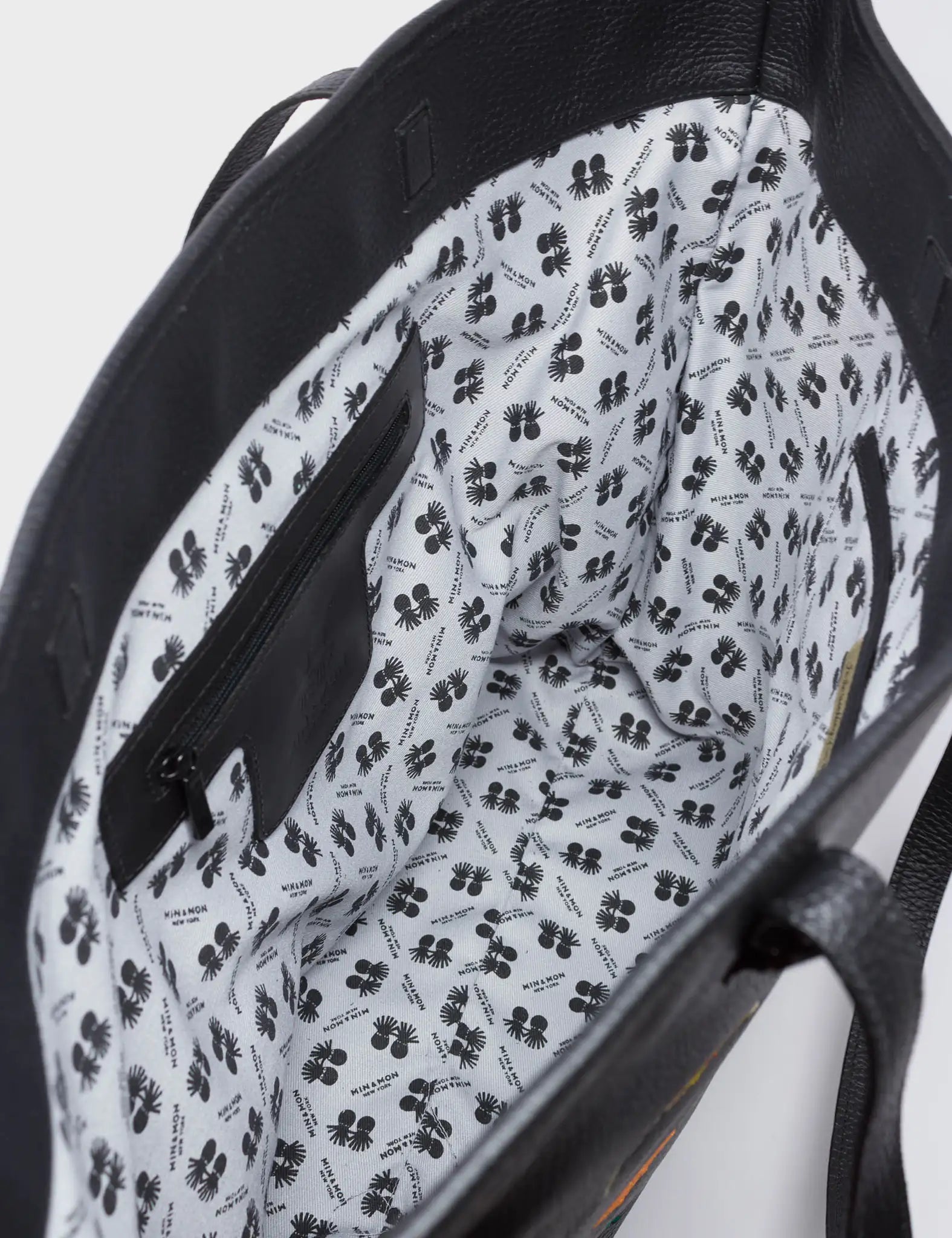 Bruno Black Leather Tote Bag with Eye Love New York Embroidery - Stylish Women's Handbag for Work, Travel & Everyday Use
