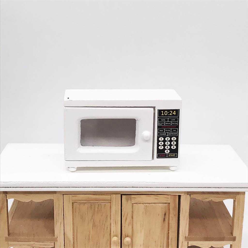 1:12 Scale Dollhouse Miniature Furniture - Wooden Microwave Oven White for Dollhouse Decoration | Perfect for DIY Dollhouse Accessories, Miniature Room Displays & Collectors