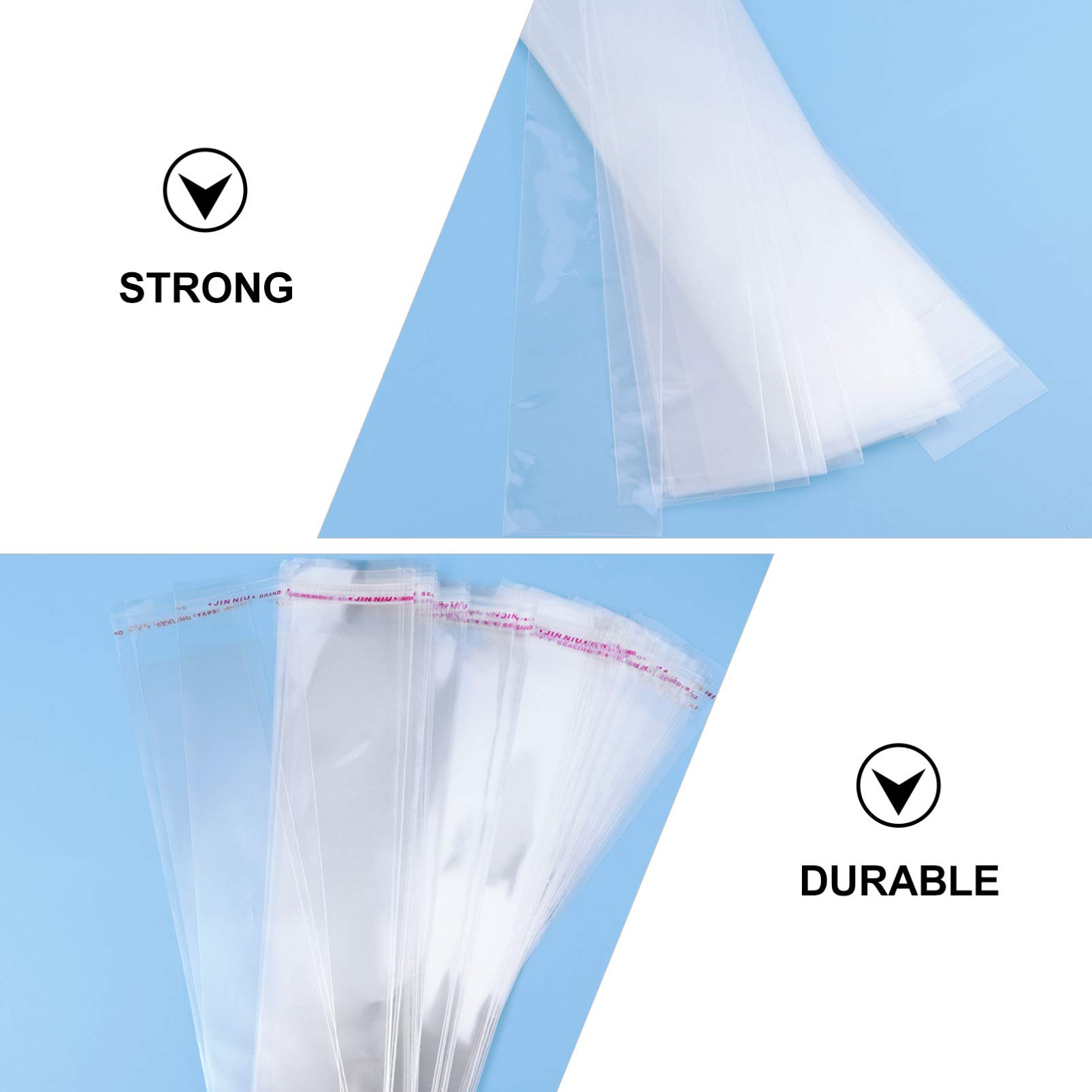 Sewroro 200pcs Clear Resealable Cellophane Bags - Self Adhesive, Slim Design for Bakery, Candy, Cookies - Perfect for Christmas, Halloween Party Favors, Gift Wrapping & Food Storage