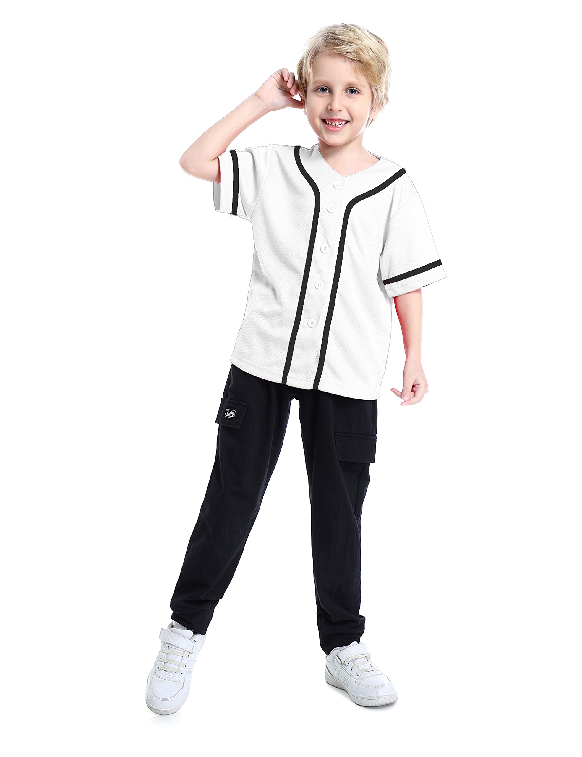 TopTie Boys Baseball Jersey - Youth Button Down Softball Jersey Shirt | Comfortable & Durable for Little League Games & Practice