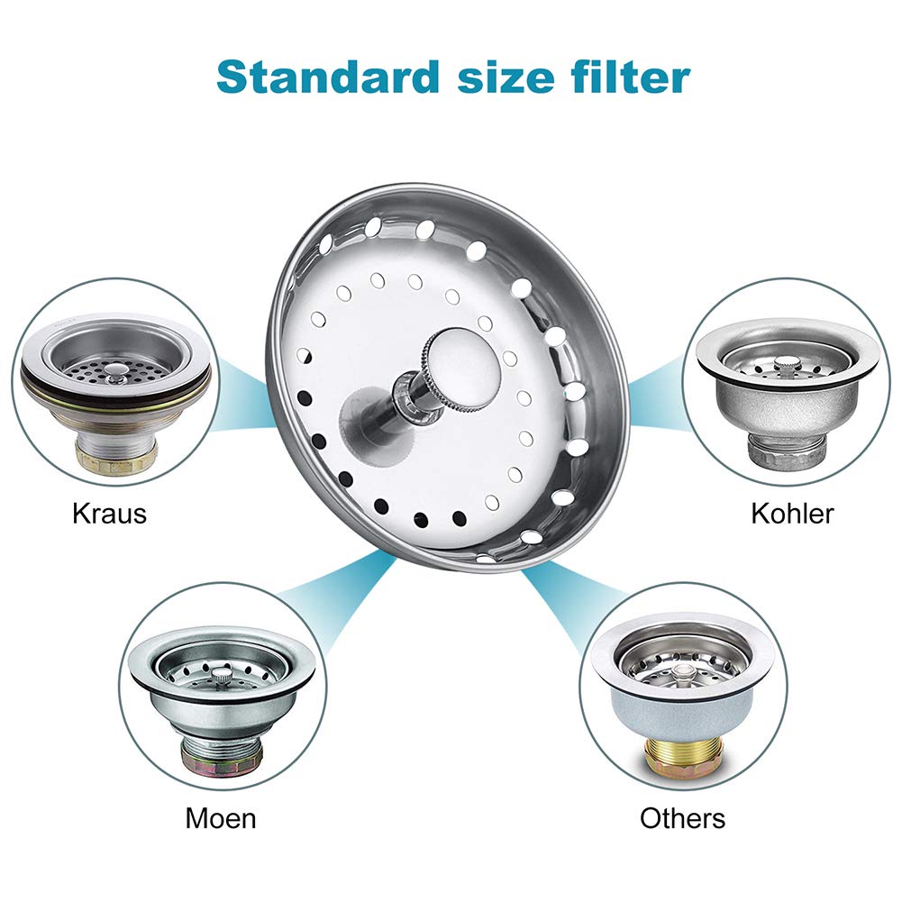 Stainless Steel Kitchen Sink Drain Strainer 6 Pack - Anti-Clogging Sink Stopper & Basket Replacement Set for Efficient Kitchen Cleaning