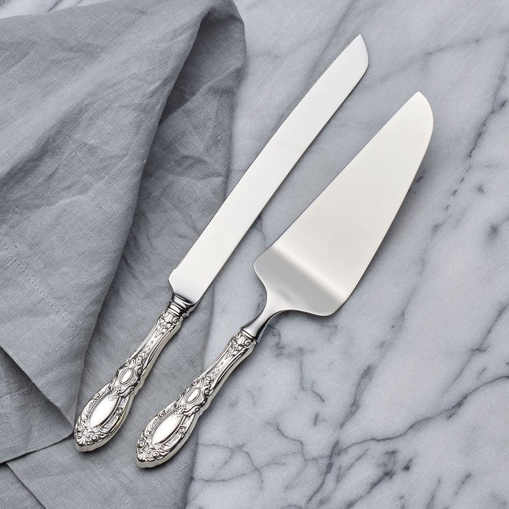 King Richard Sterling Silver Wedding Cake Knife and Server Set - Elegant Cake Cutting Set for Weddings, Anniversaries & Special Occasions