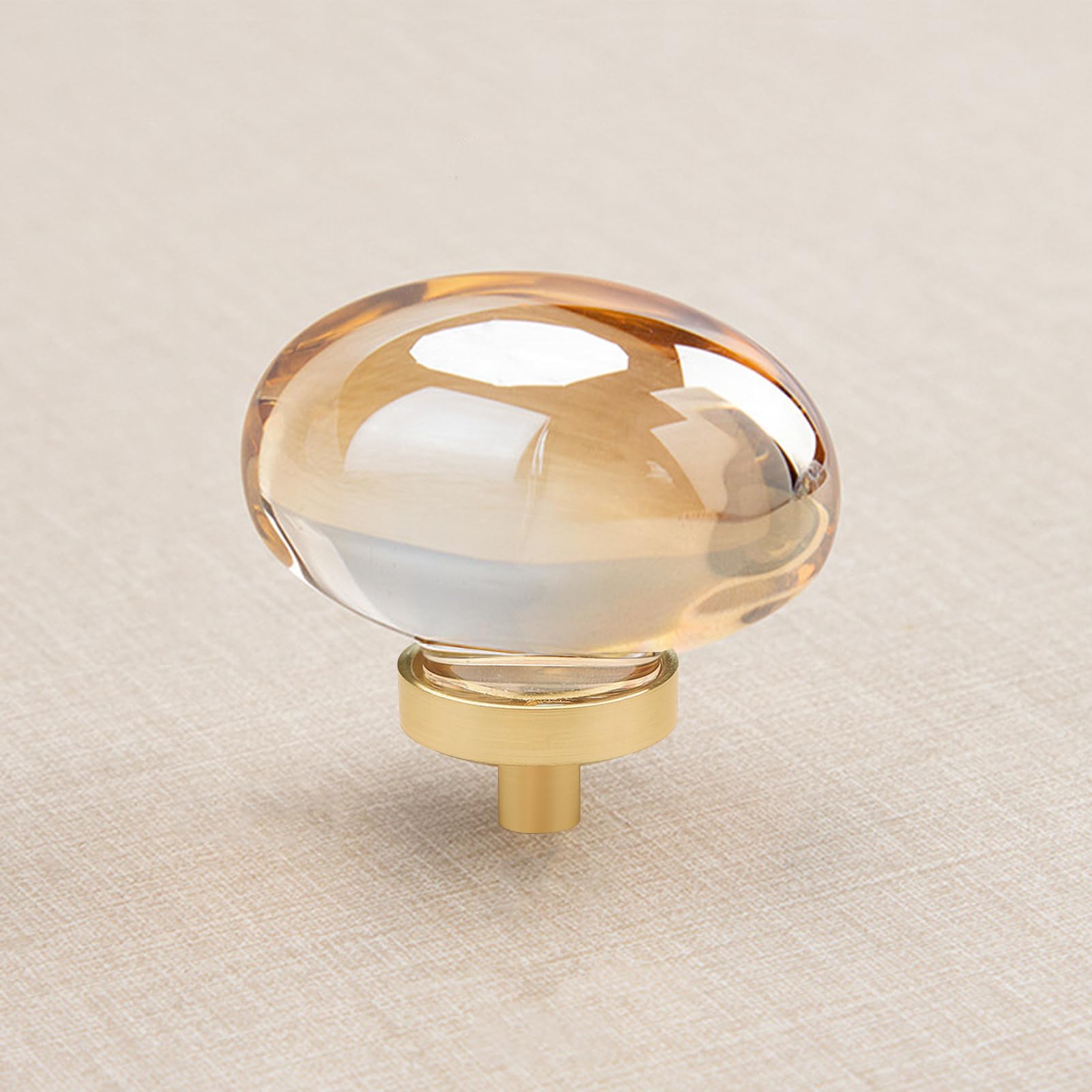 8 Pack Gold Champagne Crystal Cabinet Knobs - Oval Glass Drawer Pulls for Dresser, Wardrobe & Furniture Hardware - Elegant Brass Kitchen & Bathroom Cabinet Handles (Set of 8) - Perfect for Home Renovation, DIY Projects & Vintage Style Decor