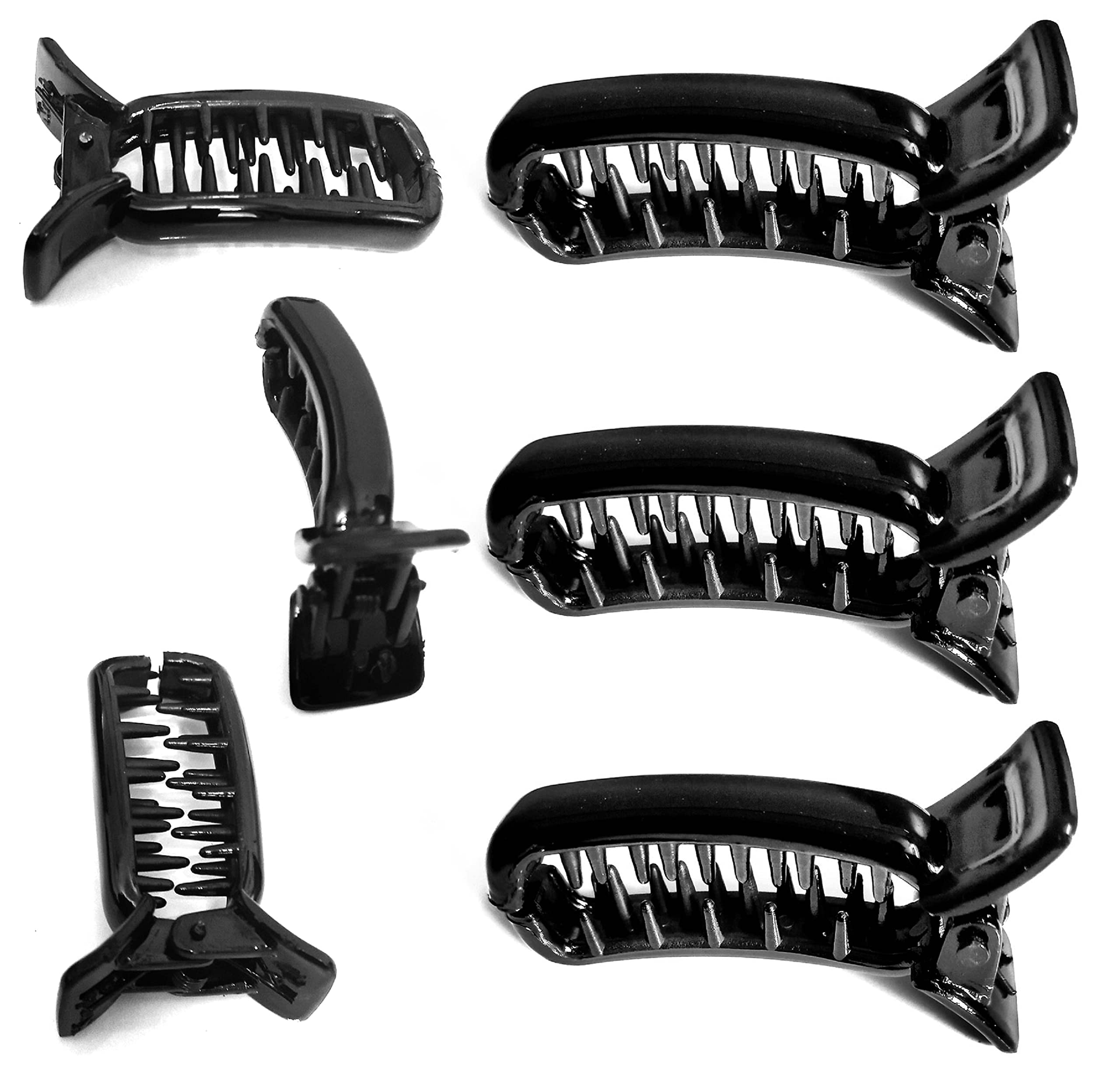 Professional Hair Styling Clips 6pcs - Large Crocodile Hair Clips & Duckbill Sectioning Clips for Thick Hair, Hairdresser Hair Grips, Black Hair Accessories - Perfect for Salon Styling, DIY Haircuts & Home Hair Care