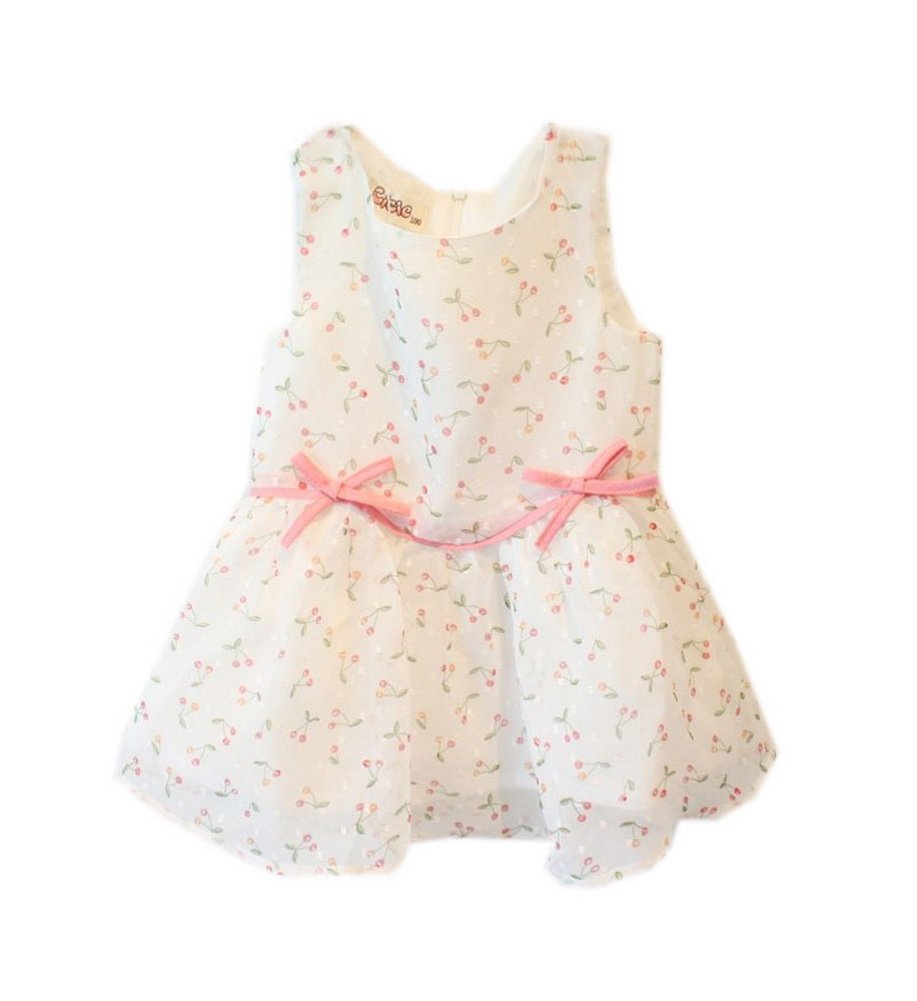 Black Temptation Cute Toddler Girls Cherry Dress - Beige Party Dress for 1-2 Years Old - Perfect for Birthday Parties & Special Occasions