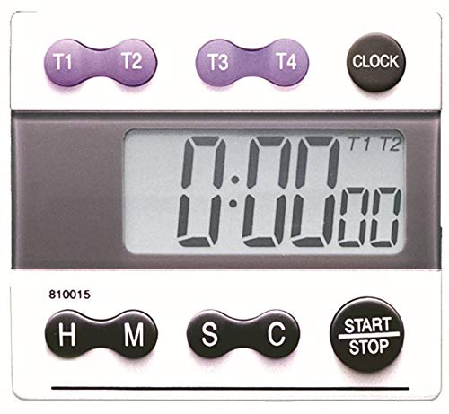 4-Channel Laboratory Timer with Memory Function - 100 Hour Range & 1 Second Precision - Perfect for Science Experiments, Cooking, Classroom Activities & Industrial Timing