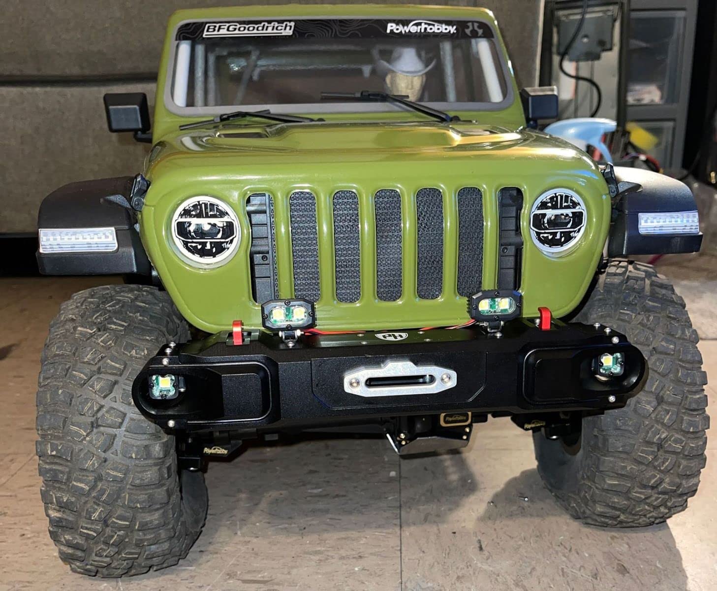 Powerhobby Axial SCX6 CNC Aluminum Front & Rear Bumpers with LED Lights - Heavy Duty Off-Road Protection for RC Crawler Trucks - Perfect for Rock Crawling & Trail Adventures