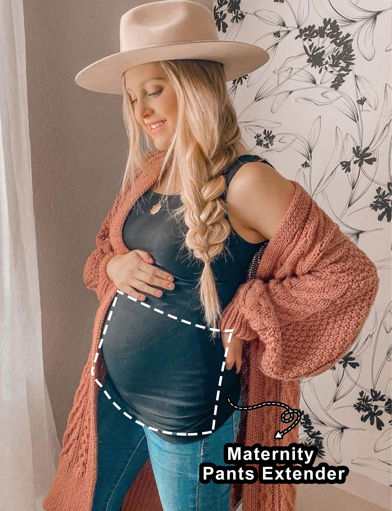 **Maternity Belly Band for Pregnant Women - Adjustable Pregnancy Support Belt for Pants & Jeans - Postpartum Belly Wrap for Comfort & Recovery - Perfect for Work, Exercise & Everyday Wear**