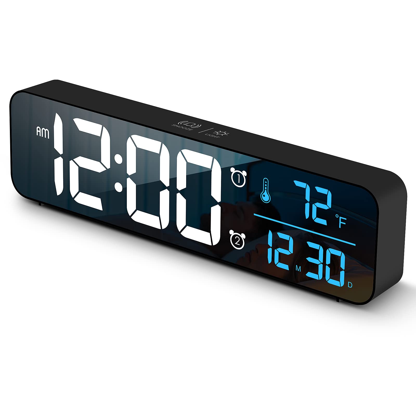Digital Alarm Clock with Large Display - Wired Wall/Desk Clock for Bedroom, Office & Living Room Decor - Blue LED Backlight & Smart Features - Perfect for Nightstands, Workstations & Home Décor