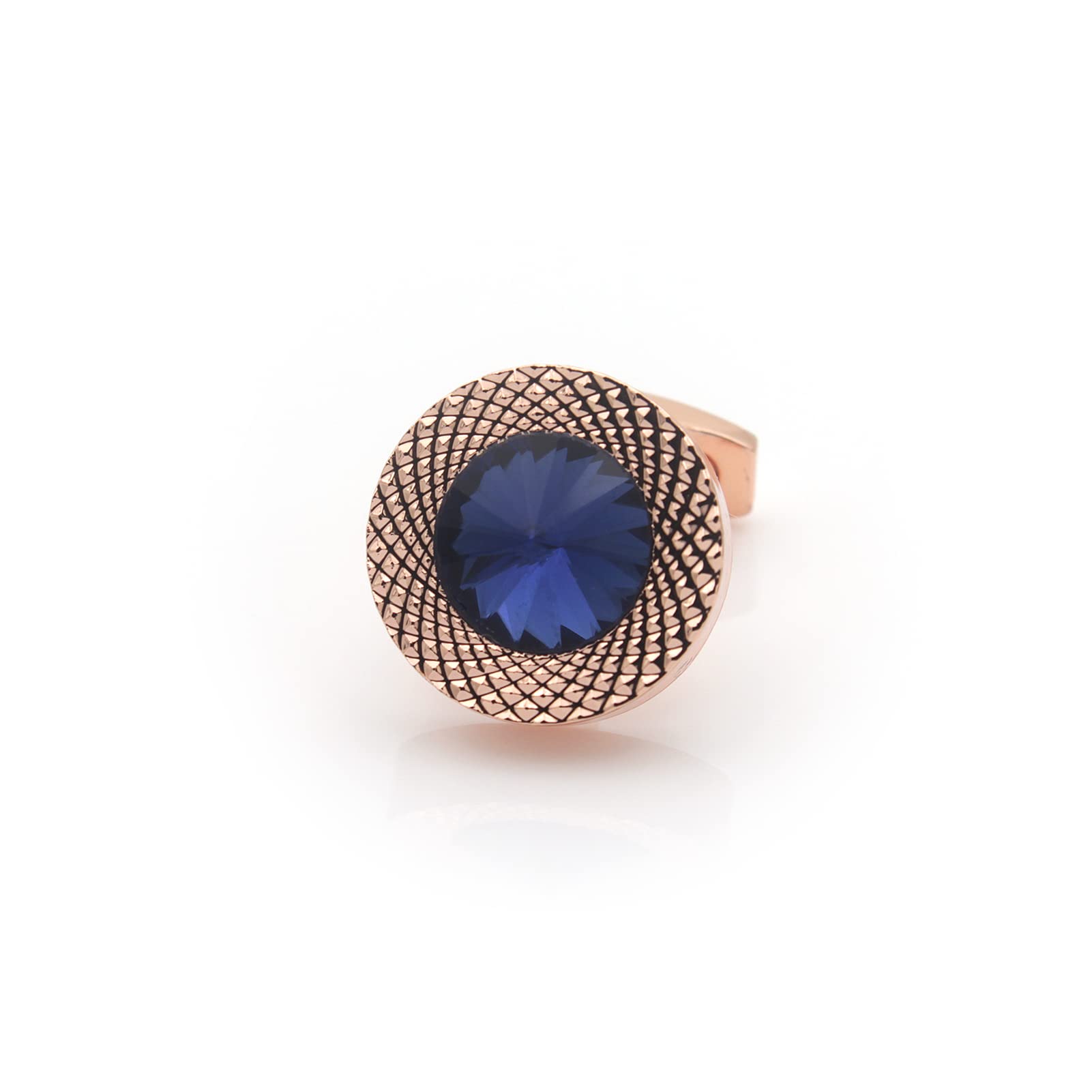 Elegant Sapphire Blue Crystal Gem Rose Gold Cufflinks for Men - Perfect Gift for Weddings, Prom & Formal Events