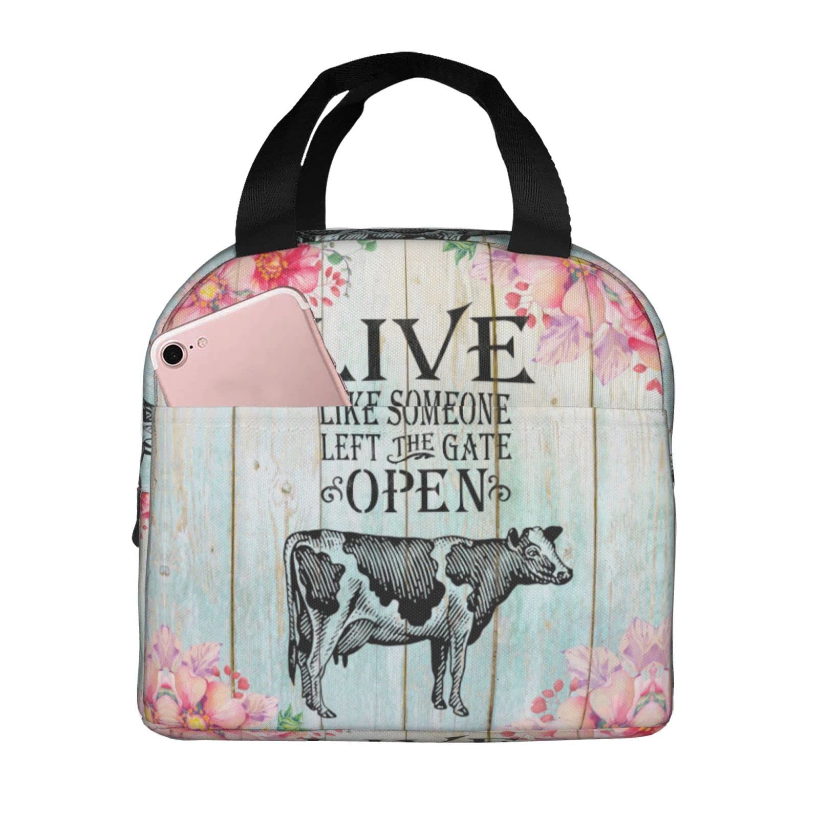 Insulated Cow Print Lunch Bag for Adults - Reusable Thermal Lunch Tote for Work, Office, Picnic & Travel - Perfect for Men & Women (BPA-Free, Leak-Proof) - Great for Daily Commute, School or Outdoor Activities