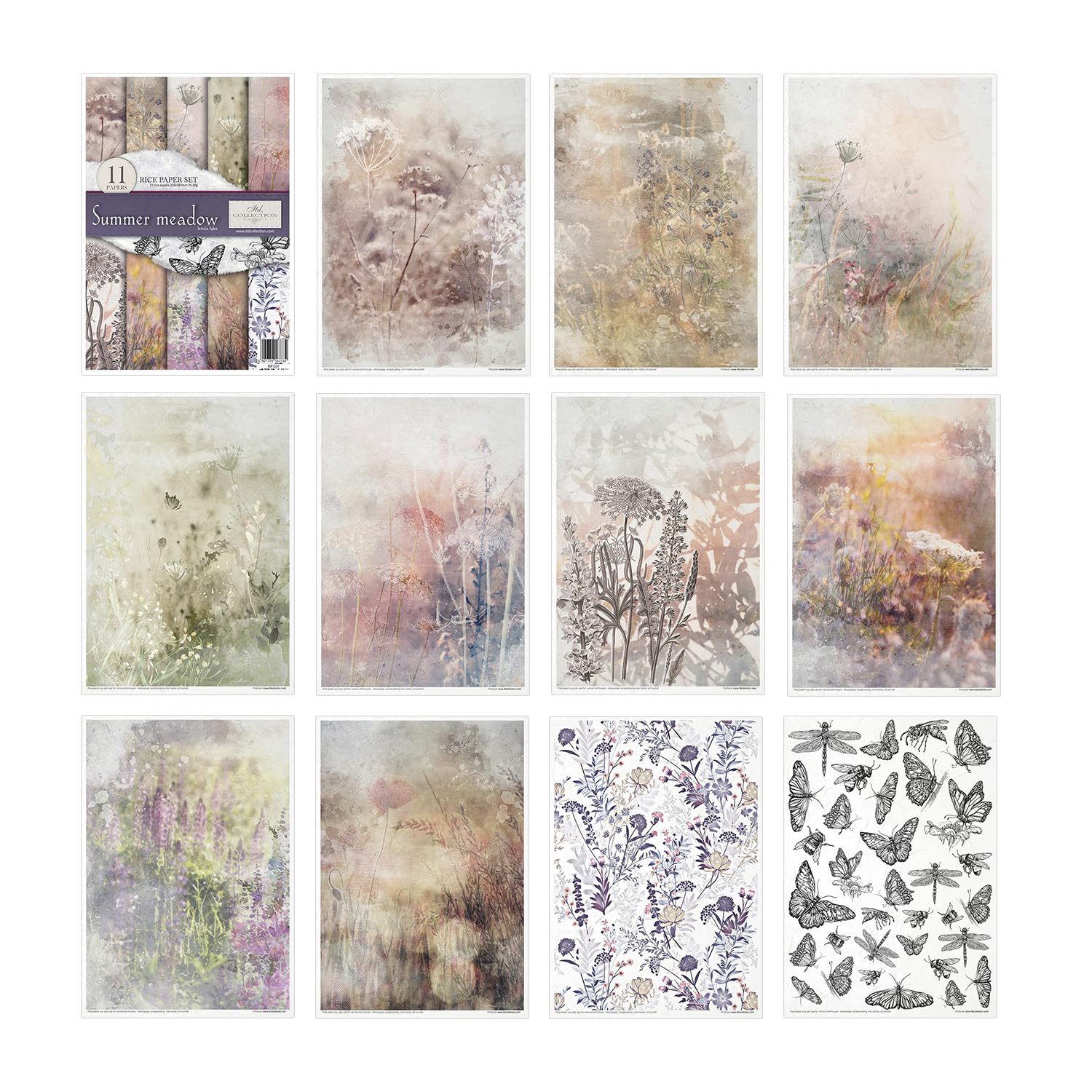 Summer Meadow Rice Paper RP007 - 29.7 x 21 cm (11.7 x 8.3 inches) for Watercolor Painting, Calligraphy & Mixed Media Art | Acid-Free, Premium Quality Art Paper
