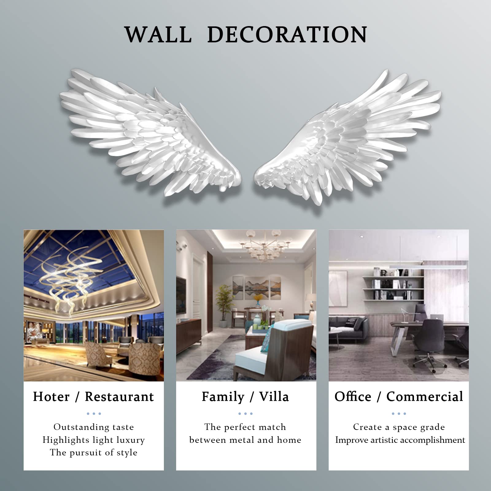 Premium 3D White Angel Wings Wall Art Sculpture - Elegant Home Decor for Living Room, Bedroom, Dining Room & Study - Perfect Gift for Friends & Family - Ideal for Wedding, Nursery & Spiritual Spaces