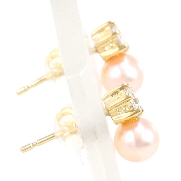 18K Yellow Gold Pearl & White Sapphire Stud Earrings for Women - Elegant Dangle Jewelry for Weddings, Parties & Special Occasions