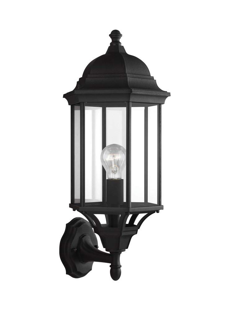 Seagull Lighting 8638701-12 Black Outdoor Wall Lantern - Transitional One Light Fixture, Large Size for Porch, Patio, Garden & Exterior Home Lighting