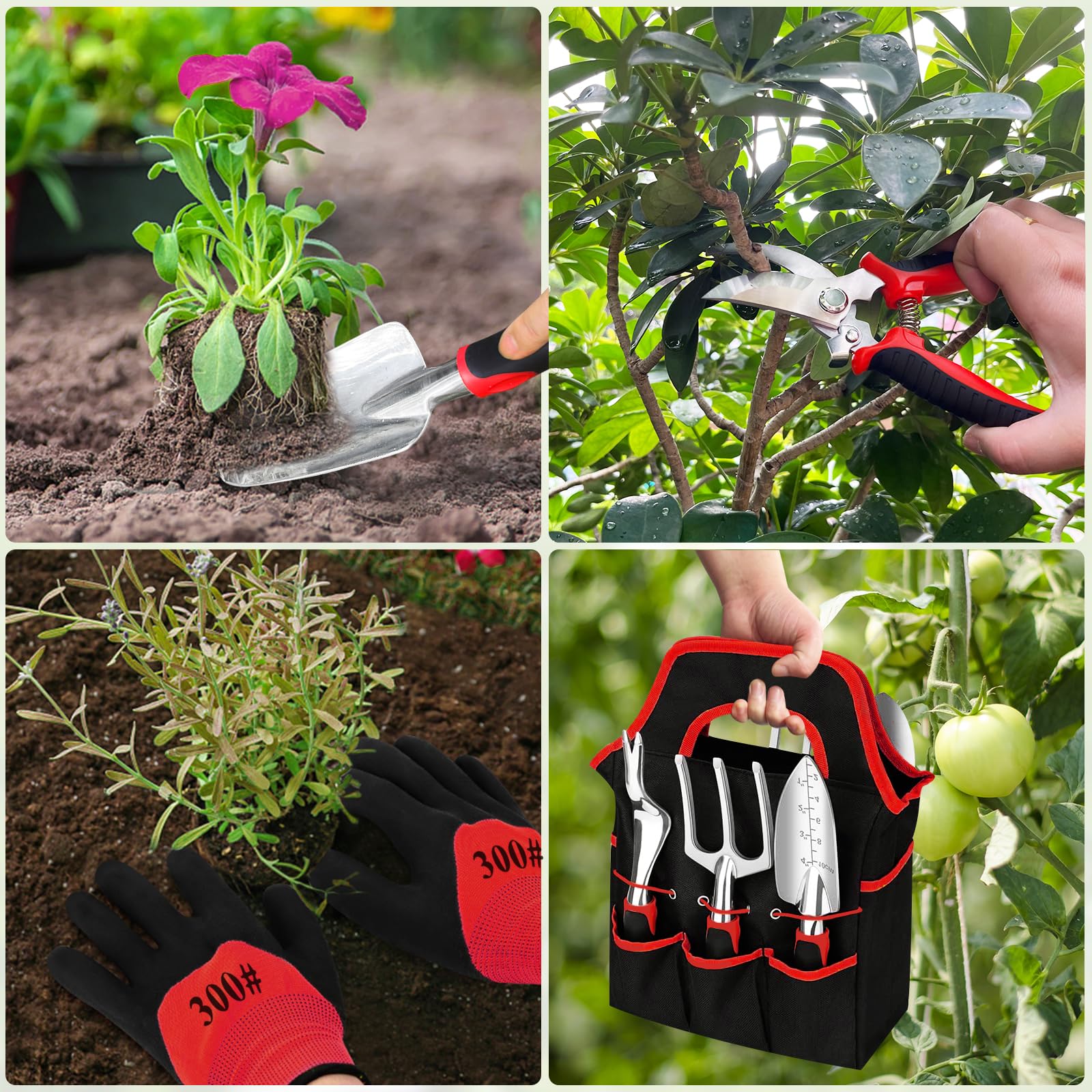 8-Piece Heavy Duty Aluminum Gardening Tool Set with Ergonomic Handles & Storage Bag - Perfect for Outdoor Planting, Weeding & Landscaping - Ideal Gift for Gardeners (Men & Women)