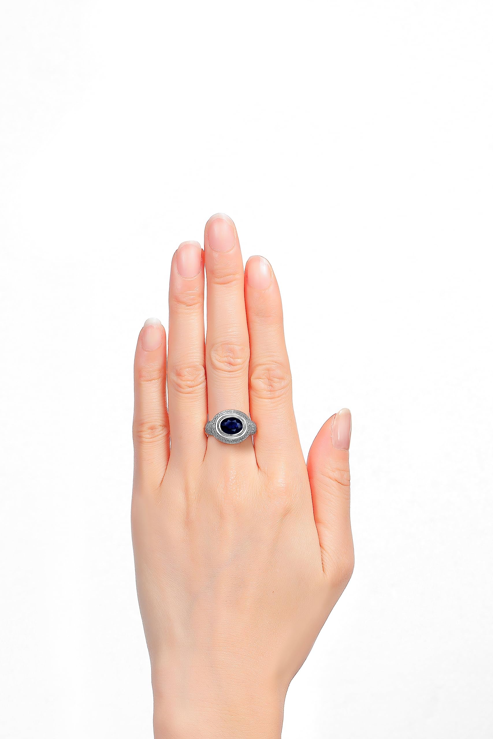 Rylos Simply Elegant Blue Sapphire & Diamond Ring - September Birthstone Jewelry for Women, Perfect for Anniversary Gifts, Engagement Rings & Special Occasions