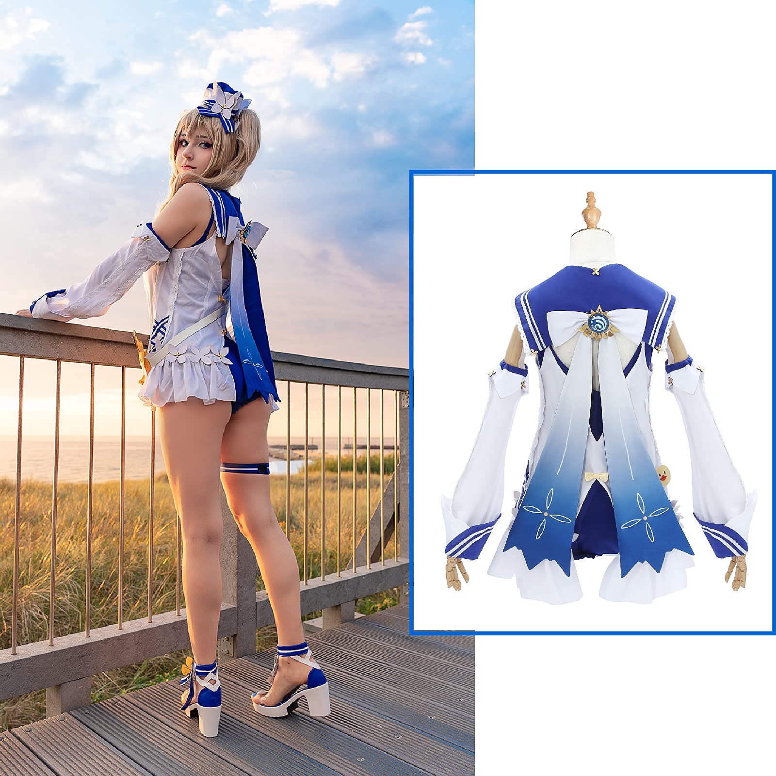 Nuoqi Barbara Swimsuits for Women - Genshin Impact One Piece Cosplay Costume (Sizes M & L) | Beach Party, Anime Convention, Poolside Photoshoot