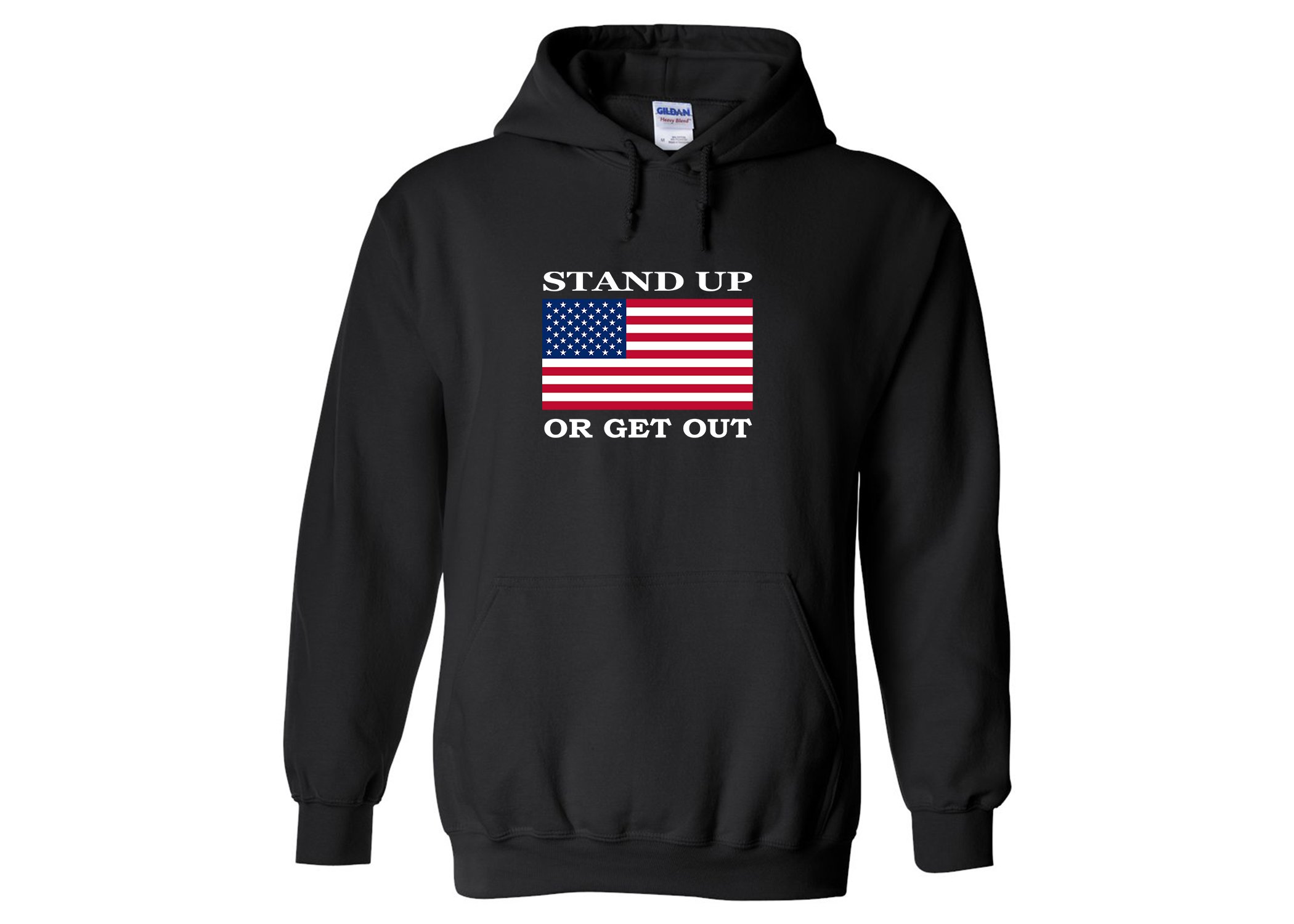 Rogue River Tactical Stand Up Or Get Out USA Flag Patriotic Hoodie - American Flag Hooded Sweatshirt for Men & Women - Perfect for Outdoor Activities, Sports Events & Patriotic Celebrations