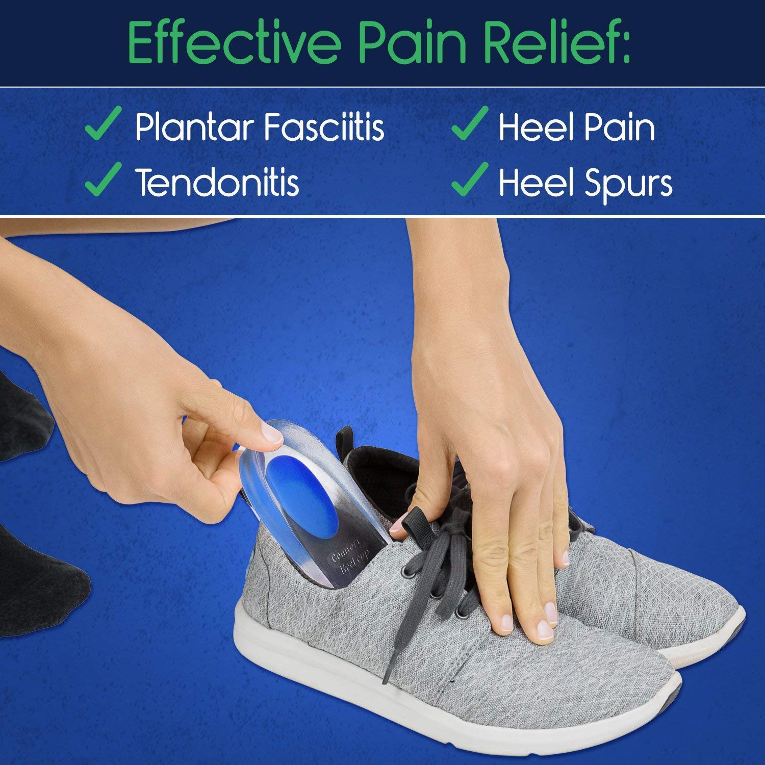 FEXMY Silicone Heel Protectors for Cracked Heels & Pain Relief - Plantar Fasciitis, Heel Spurs Support - Soft Gel Heel Pads for Women - Perfect for Work, Running & Daily Comfort