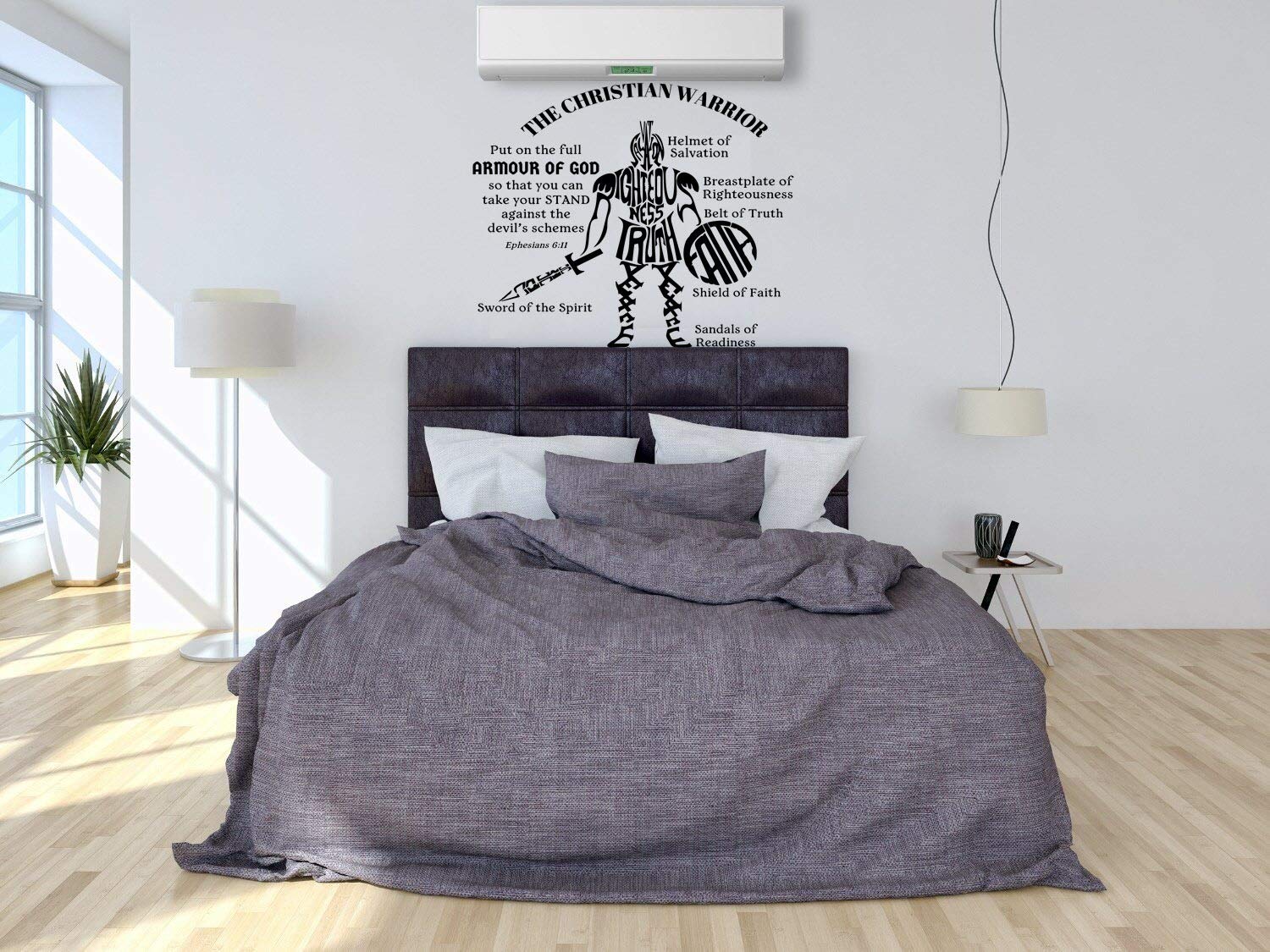 Armor of God Vinyl Wall Decal - Ephesians 6:11 Bible Verse Inspirational Wall Art for Home, Office & Kids Room - Christian Faith Decor (Red)