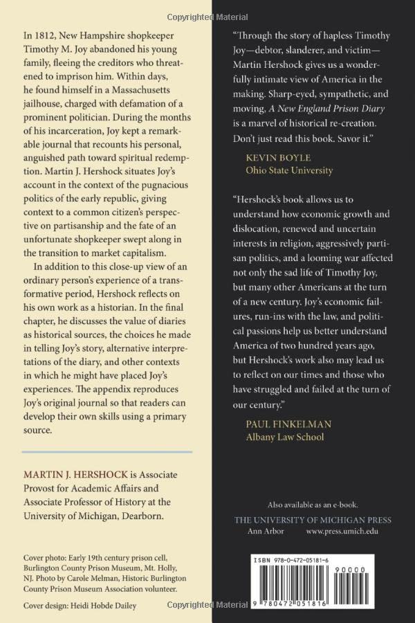 A New England Prison Diary: Slander, Religion, and Markets in Colonial America - Historical Nonfiction Book for American History Enthusiasts & Academic Research
