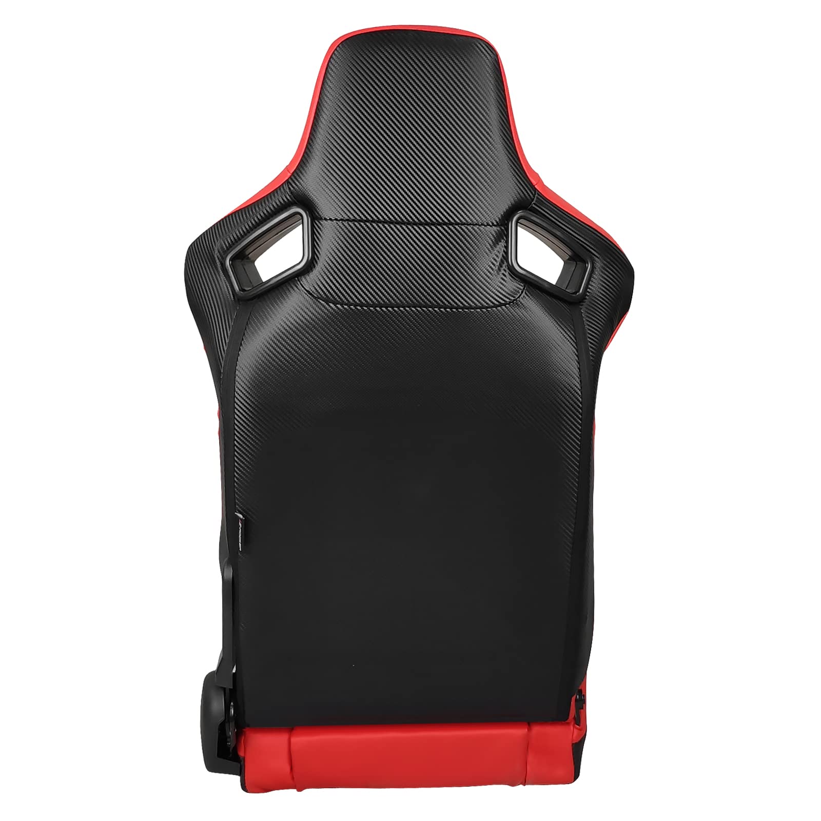 FREEMOTOR802 Universal Racing Seat - Bucket Style Reclining Sport Seat with Dual Lock Sliders, Adjustable Driver Side (1 PC) - PU & Carbon Fiber Fabric in Red - Perfect for Car Racing, Drifting & Performance Driving