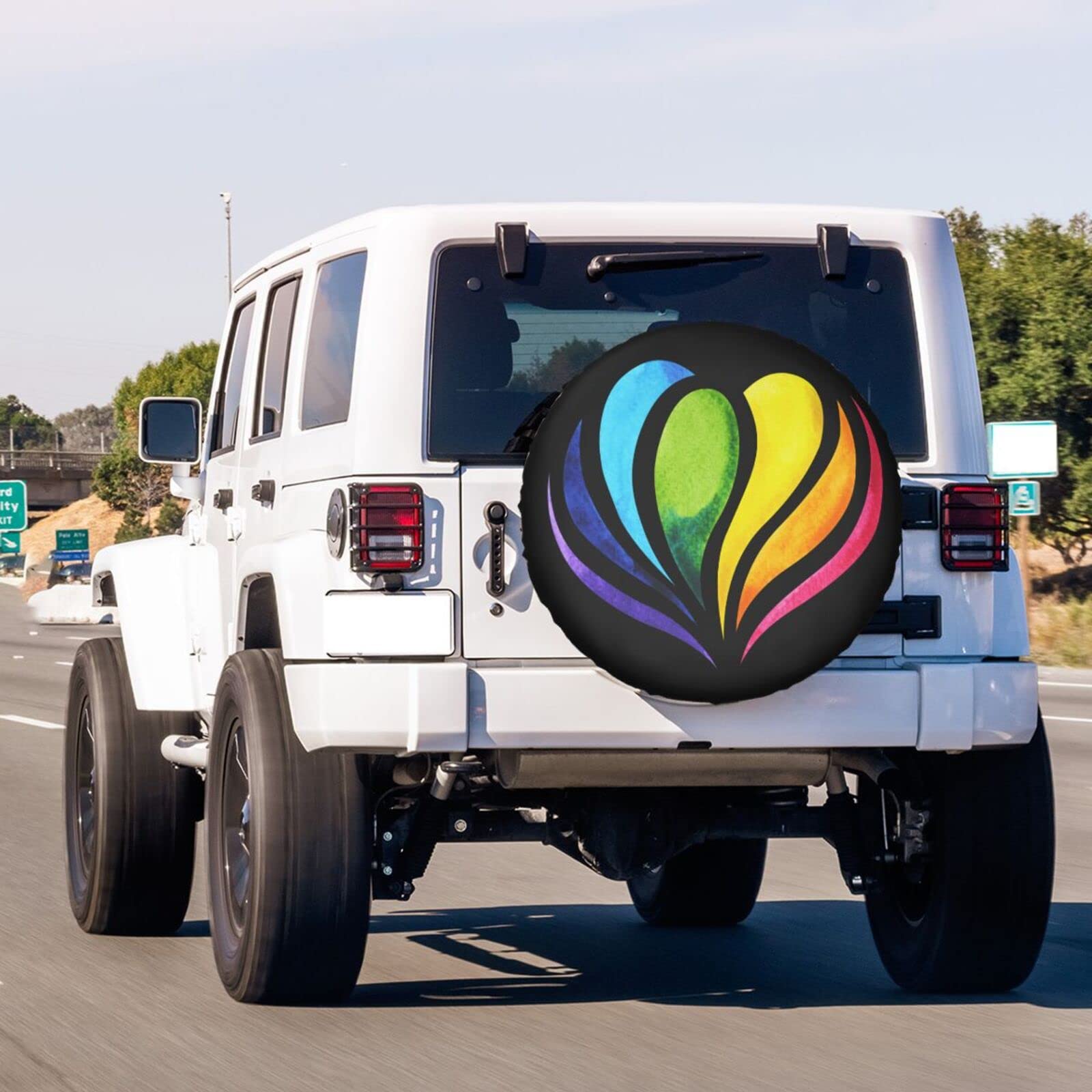 Rainbow Mandala Yoga Spare Tire Cover - 17 Inch Dustproof Wheel Protector for Trailers, RVs, SUVs & Vehicles - Perfect for Camping, Road Trips & Outdoor Adventures