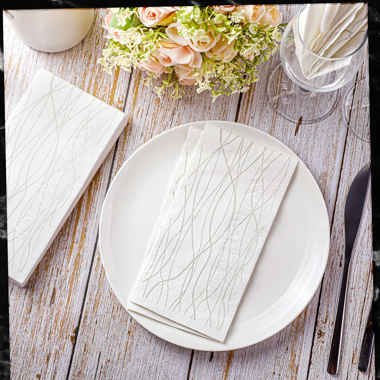 Disposable Paper Hand Towels for Guest Bathroom & Kitchen - 100 Count Eco-Friendly Napkins for Parties, Weddings & Events | Perfect for Home, Restaurants & Hospitality Use