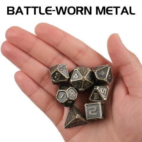 Premium 7-Piece Metal RPG Dice Set in Ancient Bronze Finish - Perfect for Dungeons & Dragons, Pathfinder, and Tabletop Gaming Adventures