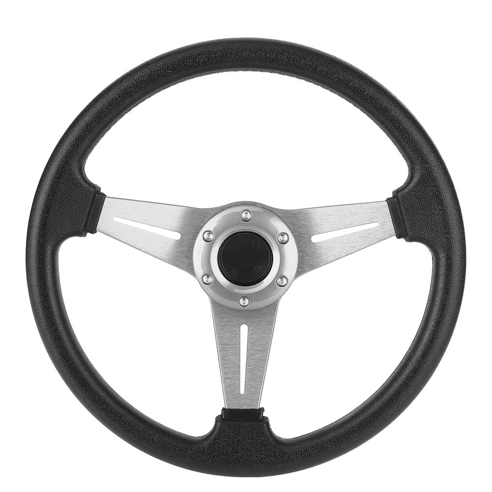 Universal 350mm/14in Silver Racing Steering Wheel - High Performance Drifting & Car Modification Accessory for Sports Cars & Track Racing