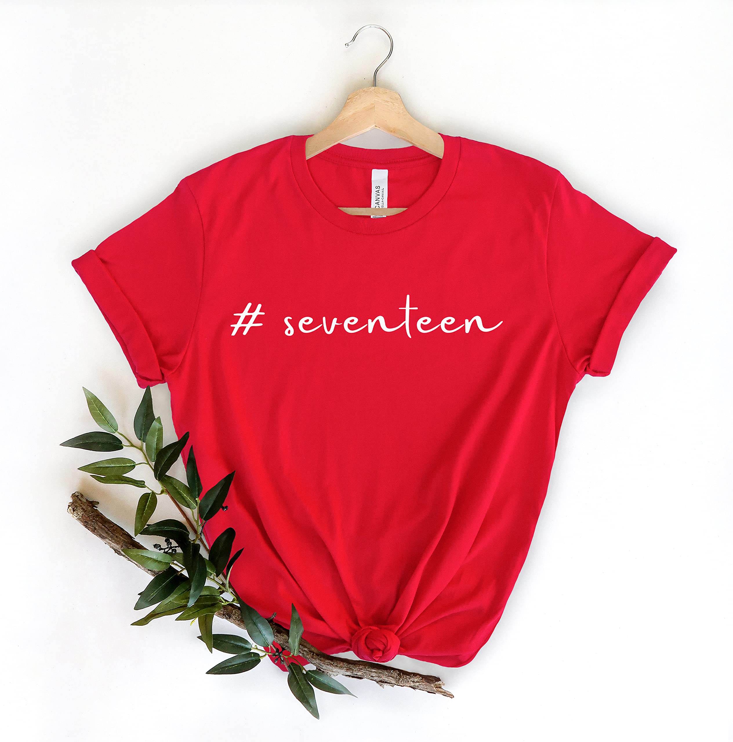Hashtag Seventeen Shirt | 17th Birthday Girl T-Shirt | Cute Seventeen Birthday Party Top | Trendy Teen Outfit for Birthday Celebrations & Special Occasions
