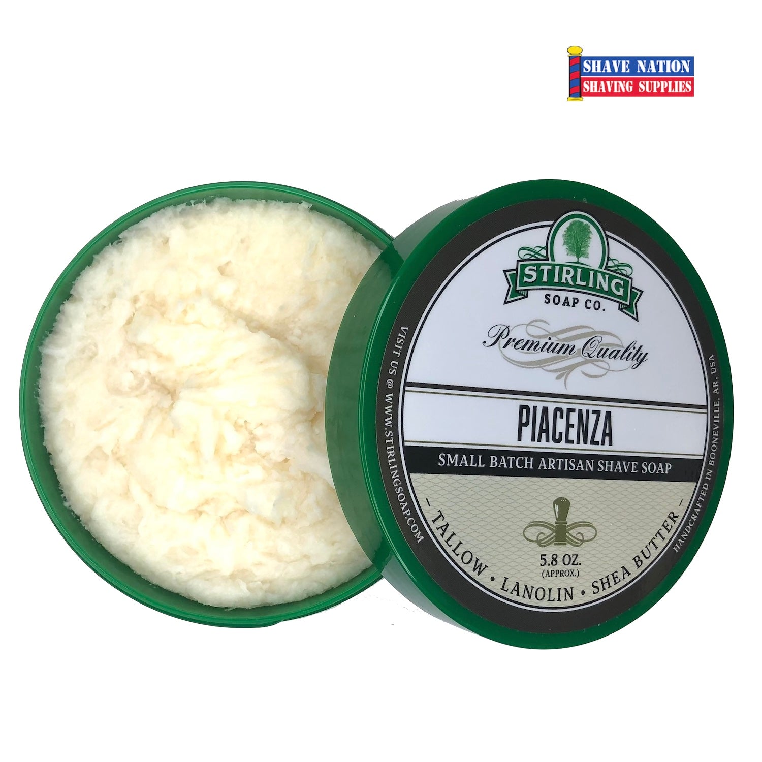 Premium Stirling Shaving Soap for Men - All-Natural Glycerin Shaving Soap Bar with Shea Butter & Essential Oils - Smooth, Close Shave for Sensitive Skin - Perfect for Wet Shaving, Travel & Grooming Kits