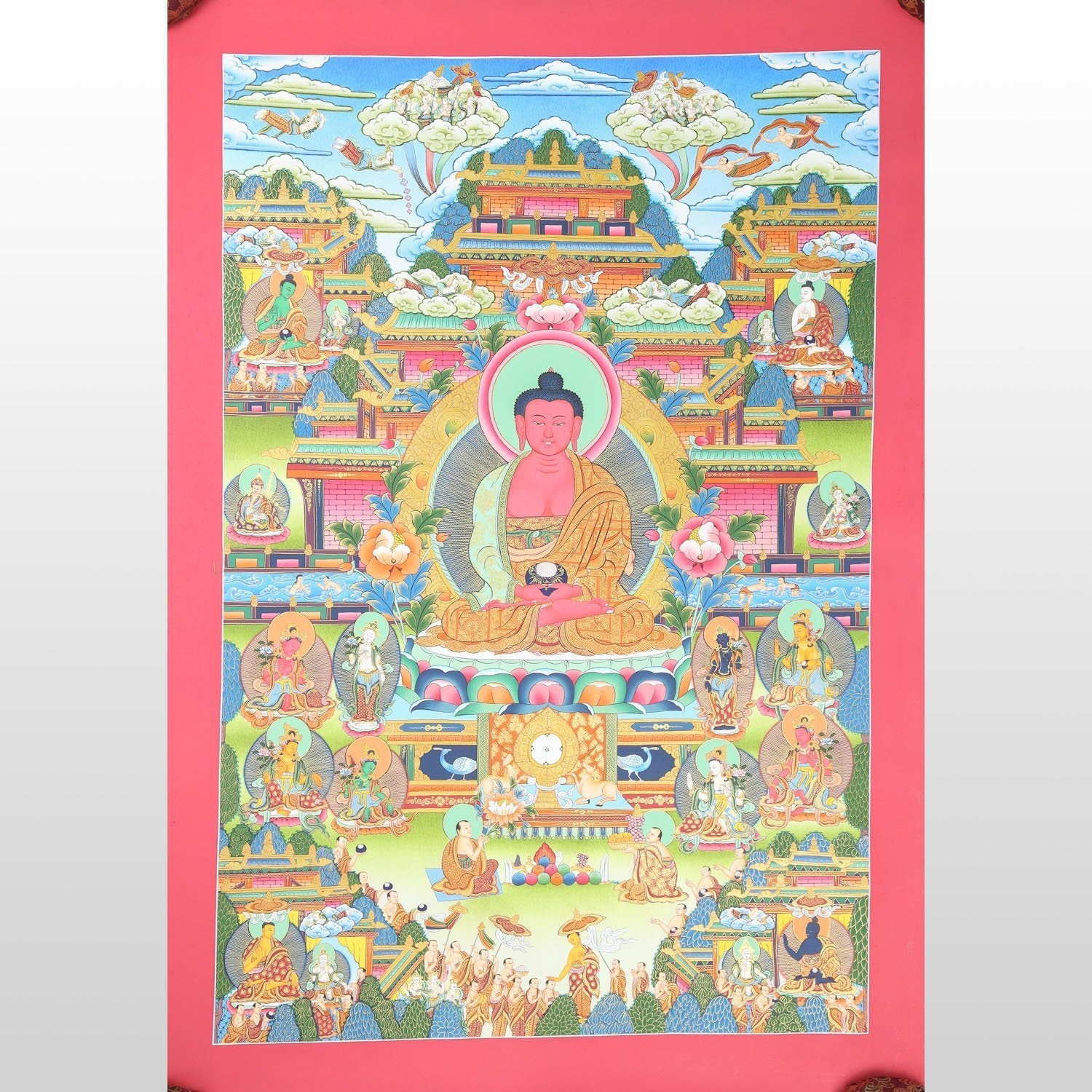 Hand Painted Shakyamuni Buddha Thangka - Authentic Tibetan Buddhist Wall Art for Meditation, Home Decor & Spiritual Practice