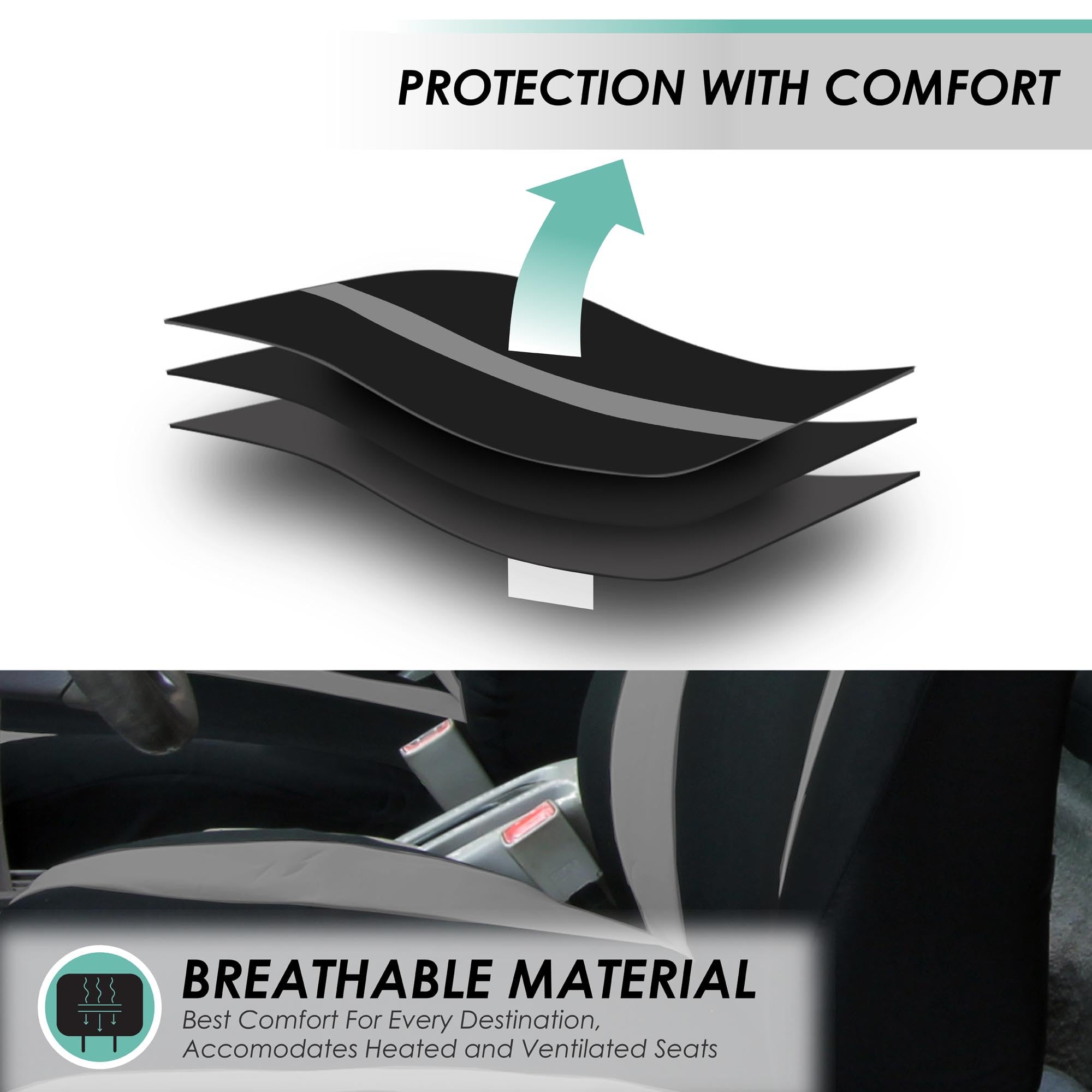 TLH Automotive Universal Fit Seat Covers Full Set - Gray Cosmopolitan Car Seat Covers with Airbag Compatibility & Split Rear Design | Premium Interior Accessories for Cars, Trucks, Vans & SUVs | Perfect for Road Trips, Daily Commutes & Family Protection