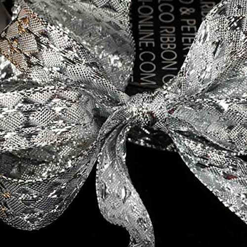 Silver Diamond Lame Wired Craft Ribbon - 0.5 Inch x 108 Yards for Gift Wrapping, DIY Crafts, Wedding Decorations & Party Supplies