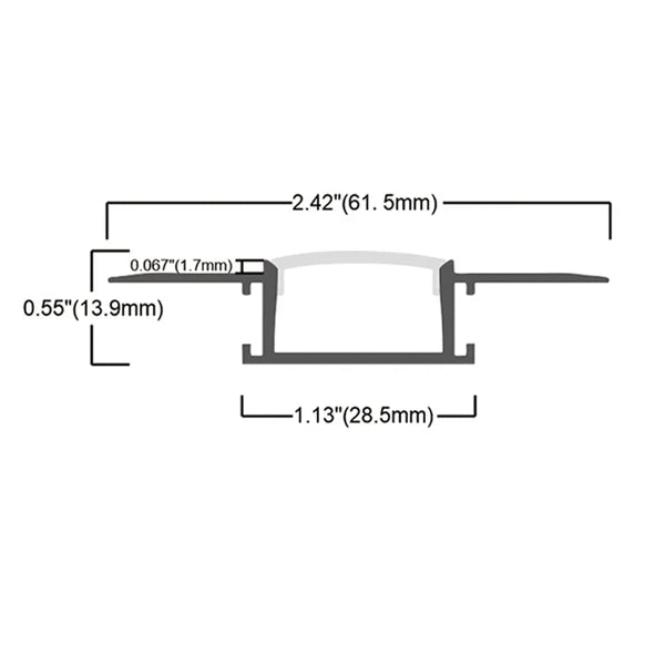 BN5615 8ft Aluminum Channel LED Strip Light Cover with Plaster-In Design - 10 Pack for Home, Office, and Commercial Lighting Installation