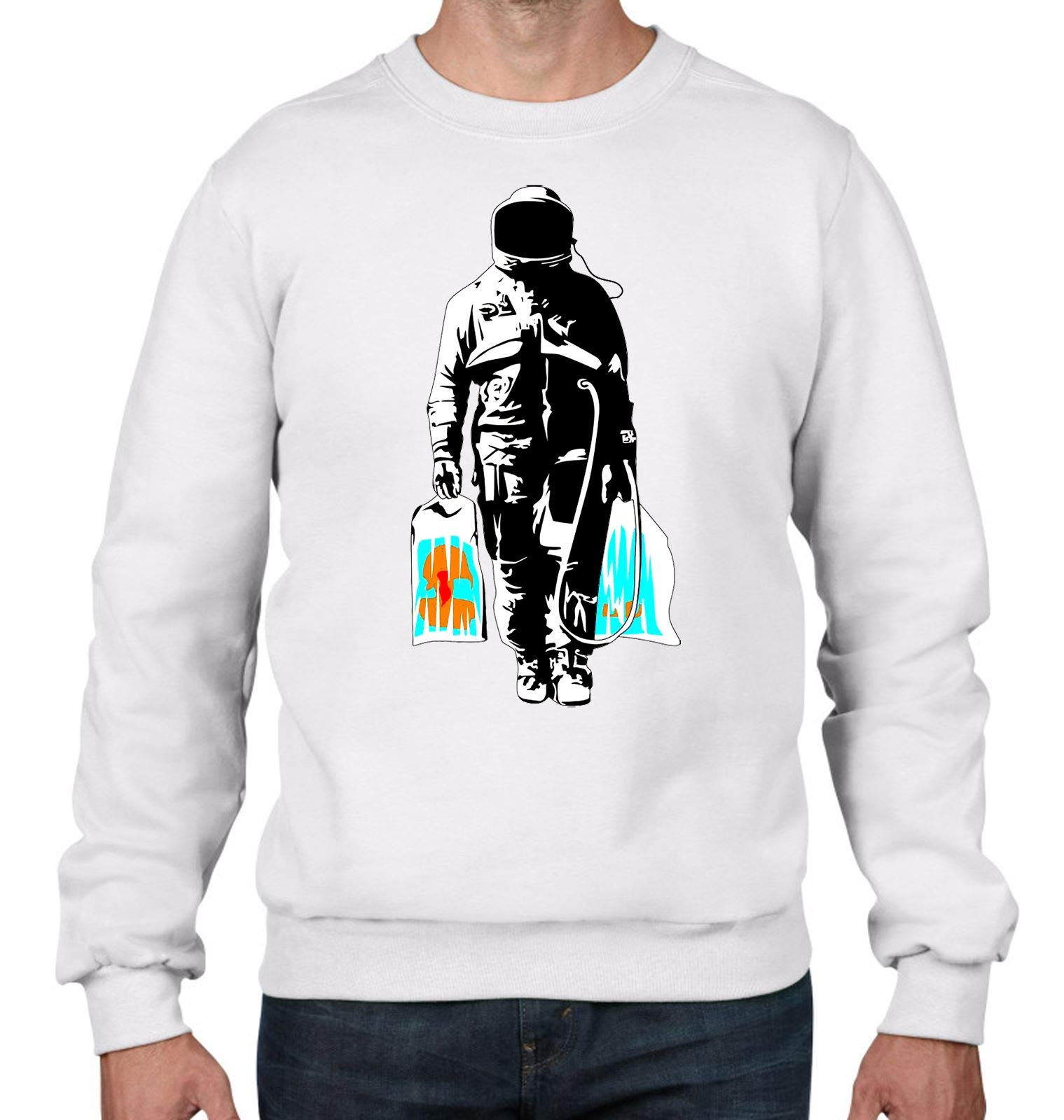 Banksy Spaceman Galaxy Graffiti Men's Sweatshirt - Vintage Streetwear Pullover for Men - Perfect for Casual Wear, Street Fashion & Urban Outfits