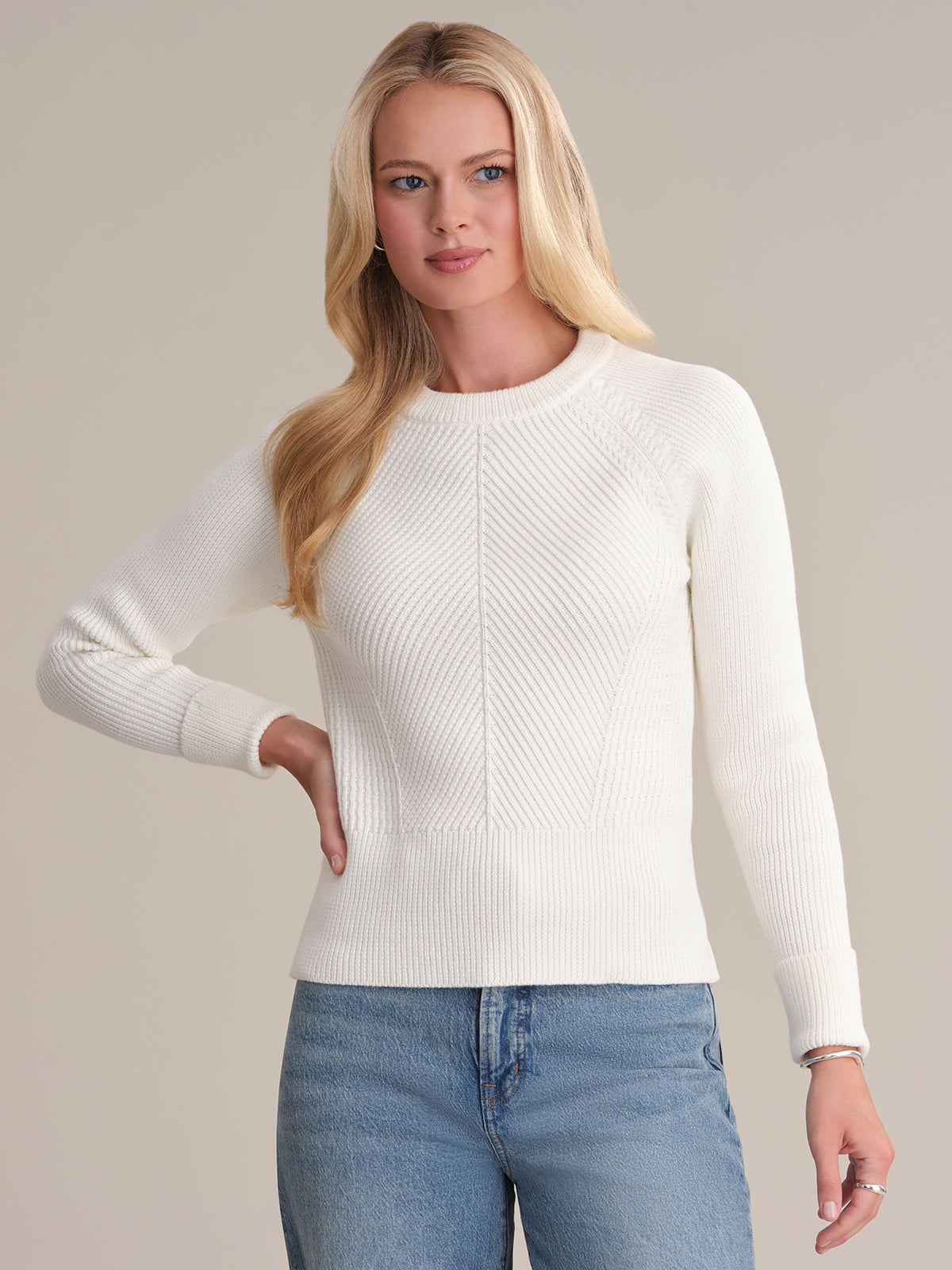 Sophie Chevron Rib Cotton Sweater for Women - Soft & Comfortable Knit Pullover for Fall & Winter | Casual Outfits, Office Wear & Cozy Loungewear