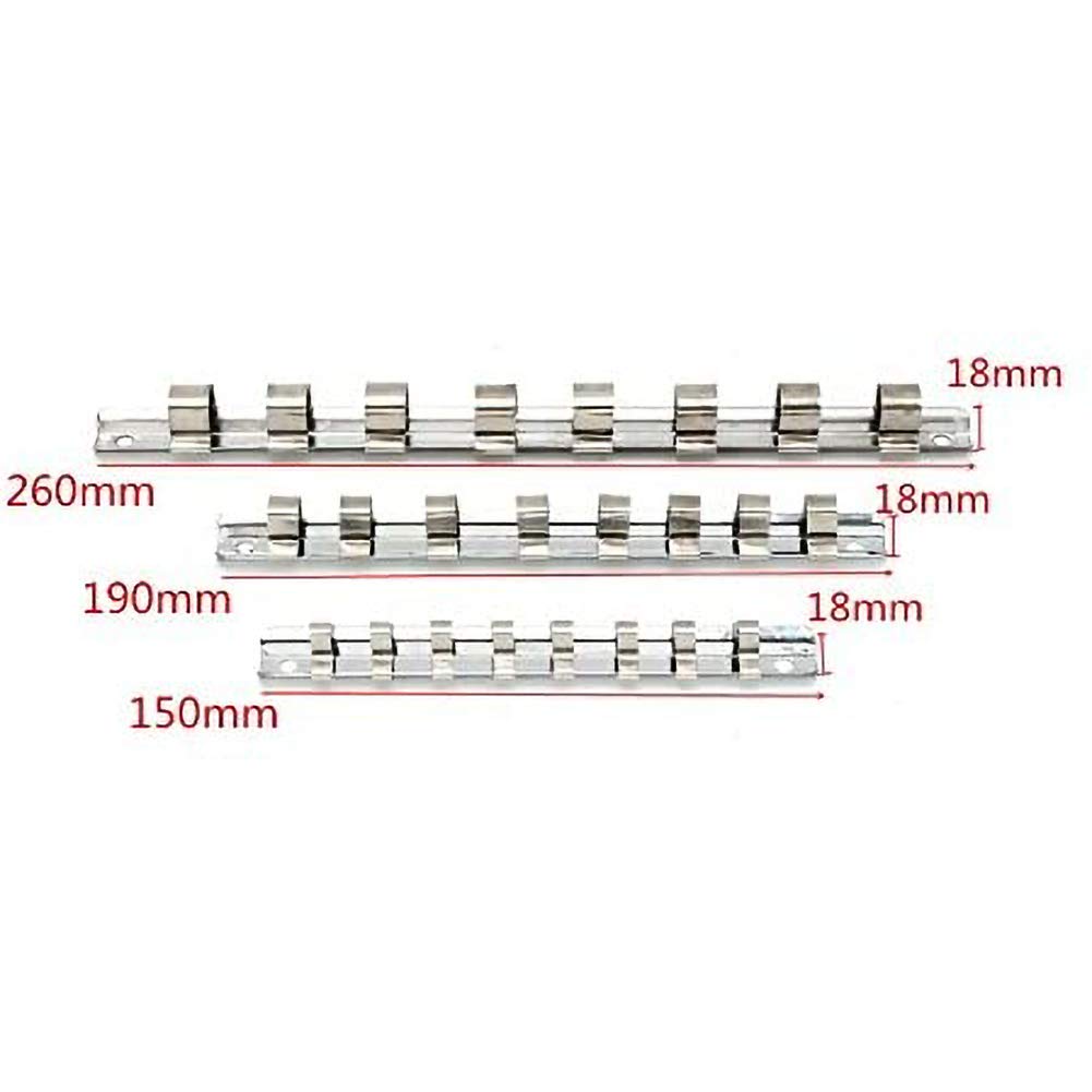 Aluminum Socket Organizer Tray - Carbon Steel 8-Slot Socket Rack with Storage Divider, 1/4