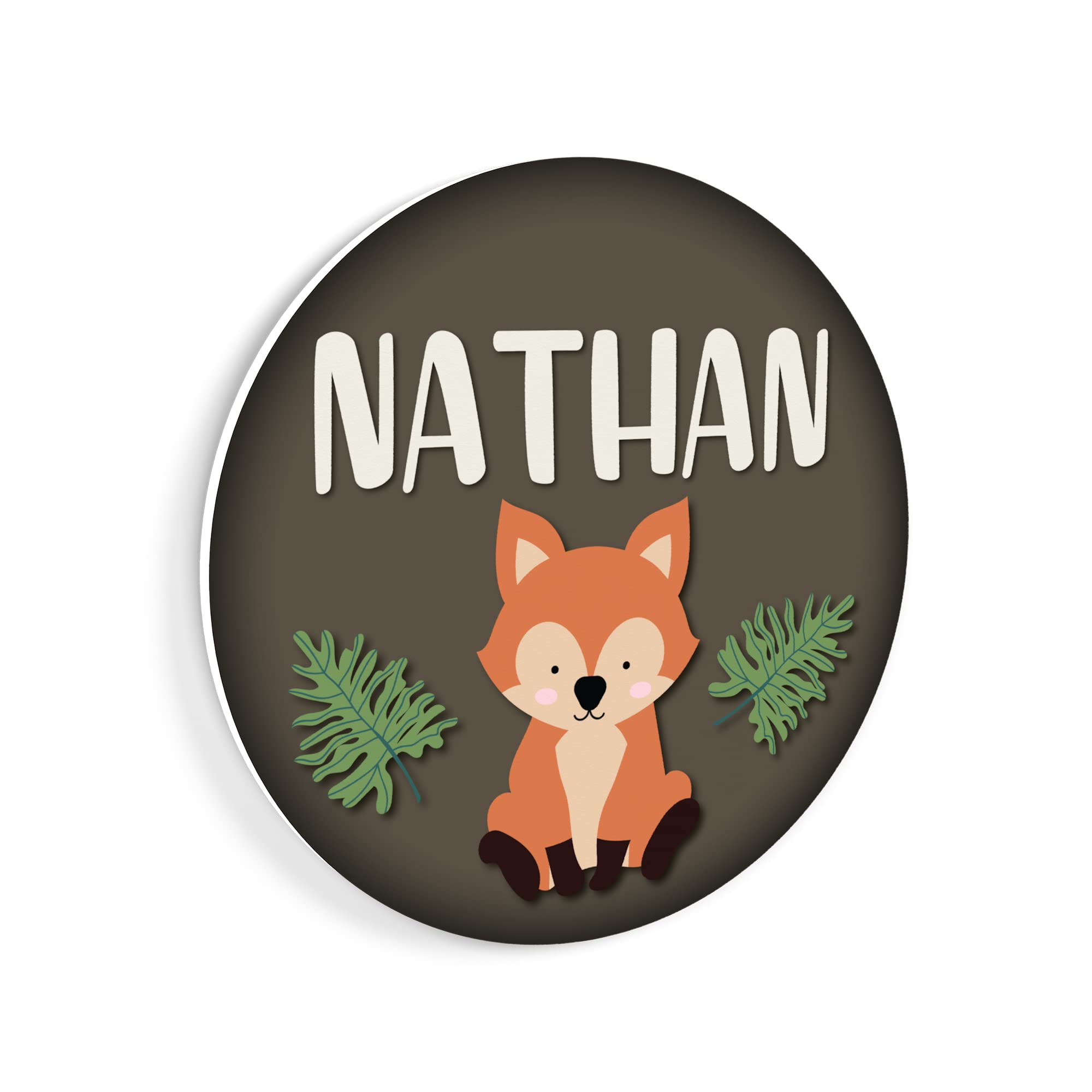 Woodland Fox Nursery Name Sign - Personalized Baby Room Decor, 20 Inch Round Wooden Wall Art for Nursery, Kids Bedroom & Baby Shower Gifts