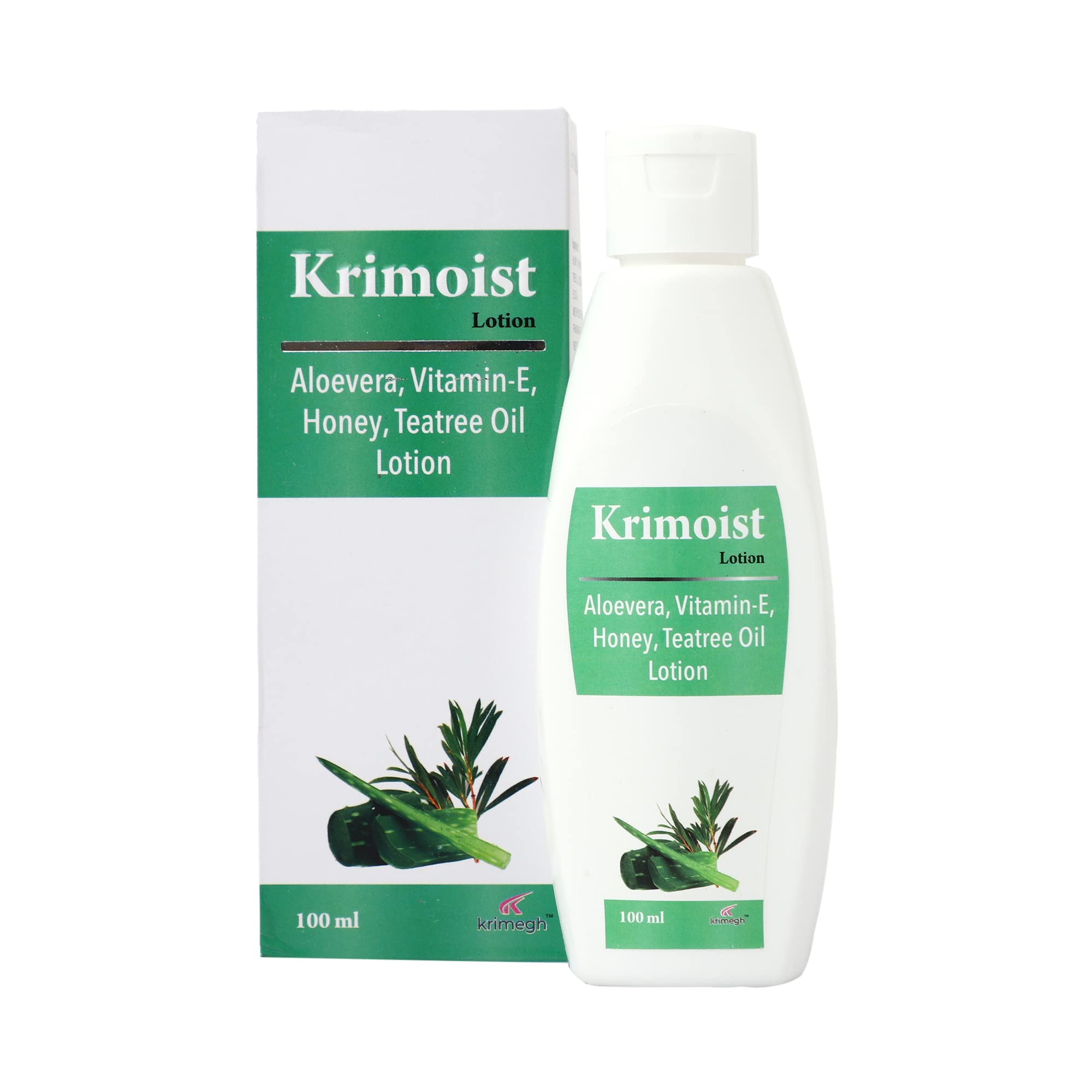Krimoist Moisturizing Lotion with Aloe Vera, Vitamin E, Honey & Tea Tree Oil - 100ml (Pack of 2) for Dry Skin, Face & Body Hydration - Perfect for Daily Skincare Routine & Post-Sun Care