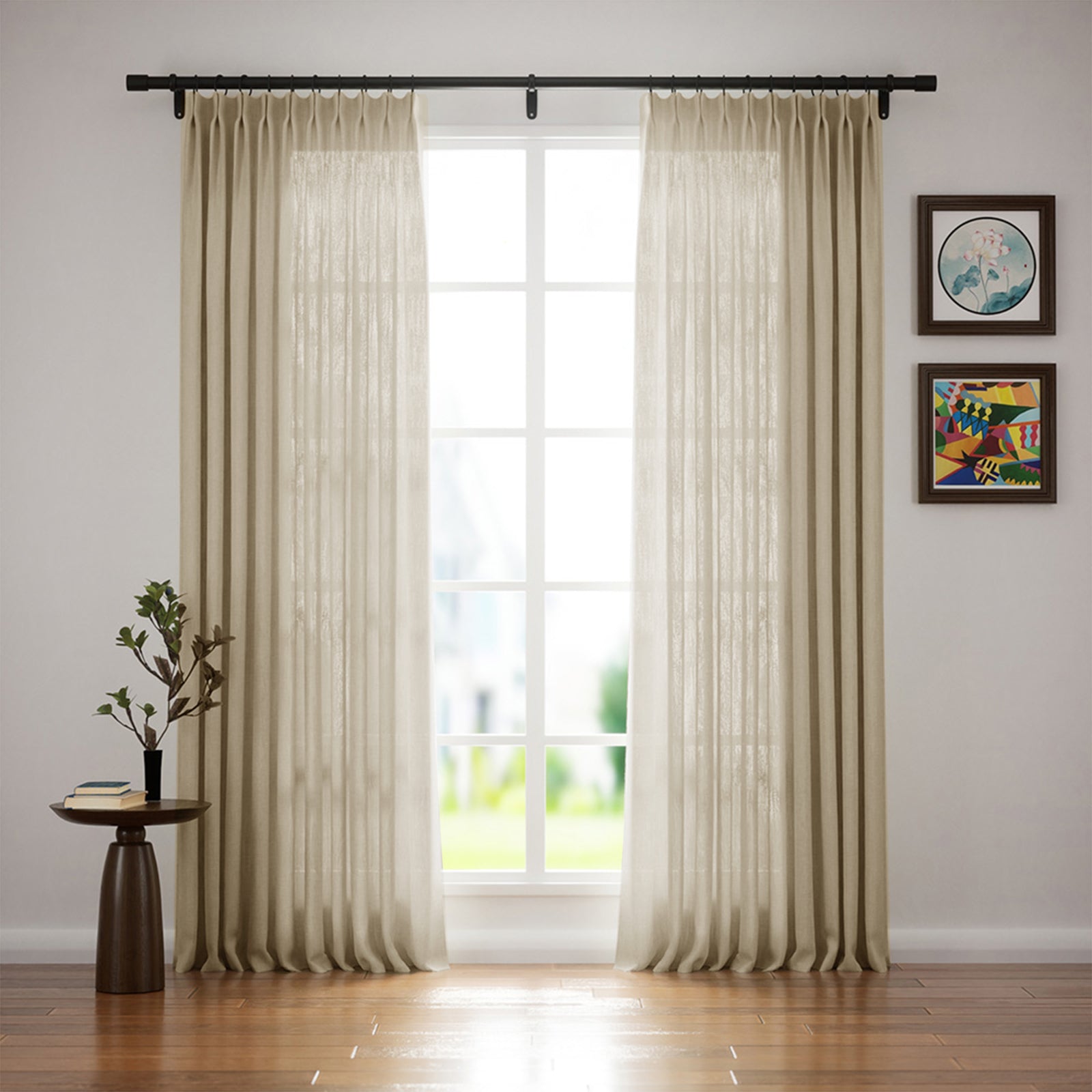 Peacock Blue Blackout Curtains - Heavyweight Linen Canvas Drapes with Elegant Pleated Design | Custom Window Treatments for Bedroom & Living Room